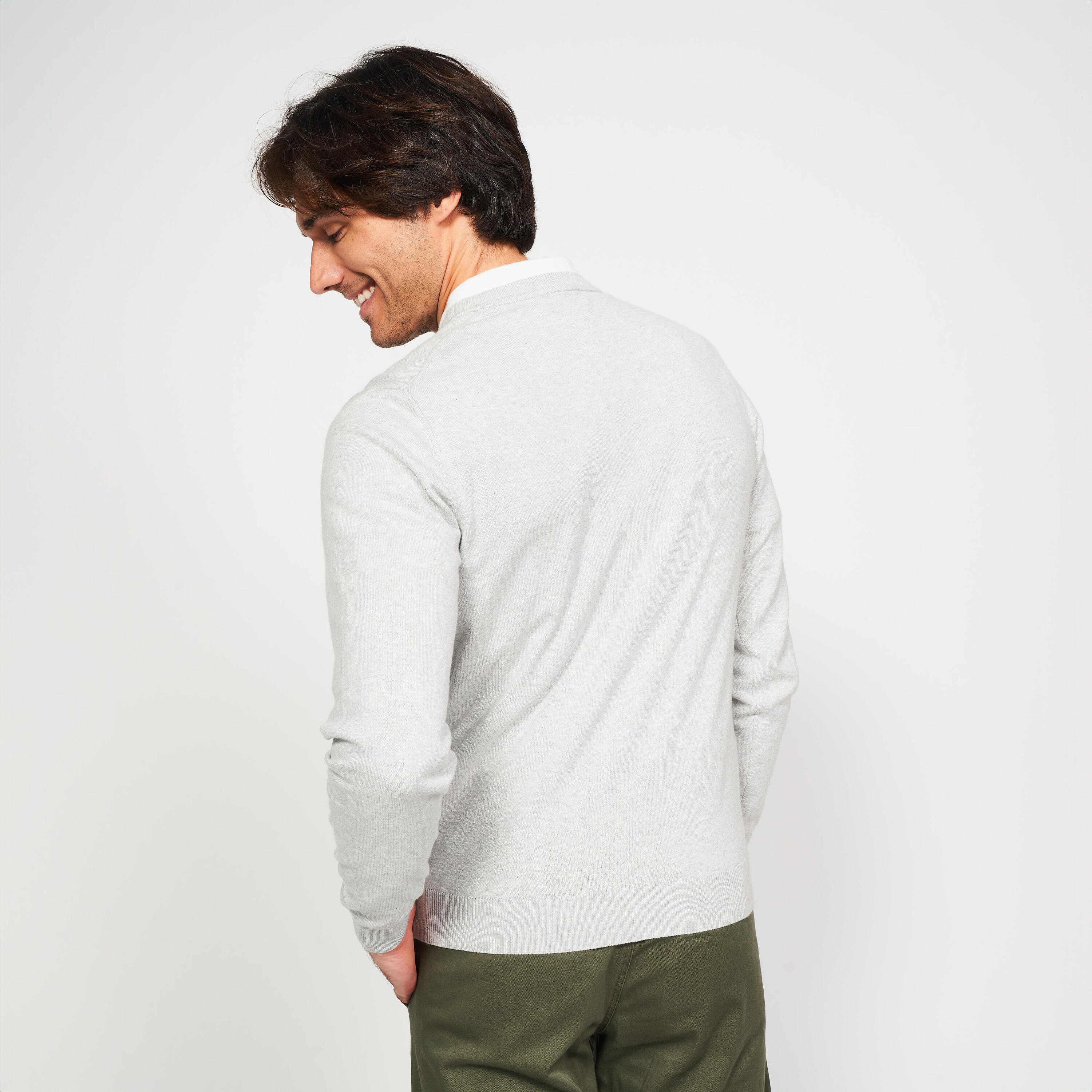 Maglia uomo in cotone TOMMY HILFIGER chain ridge c neck - GRIGIO CHIAR