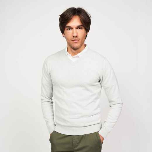 
      Men's golf V-neck cotton pullover, CW100 grey
  