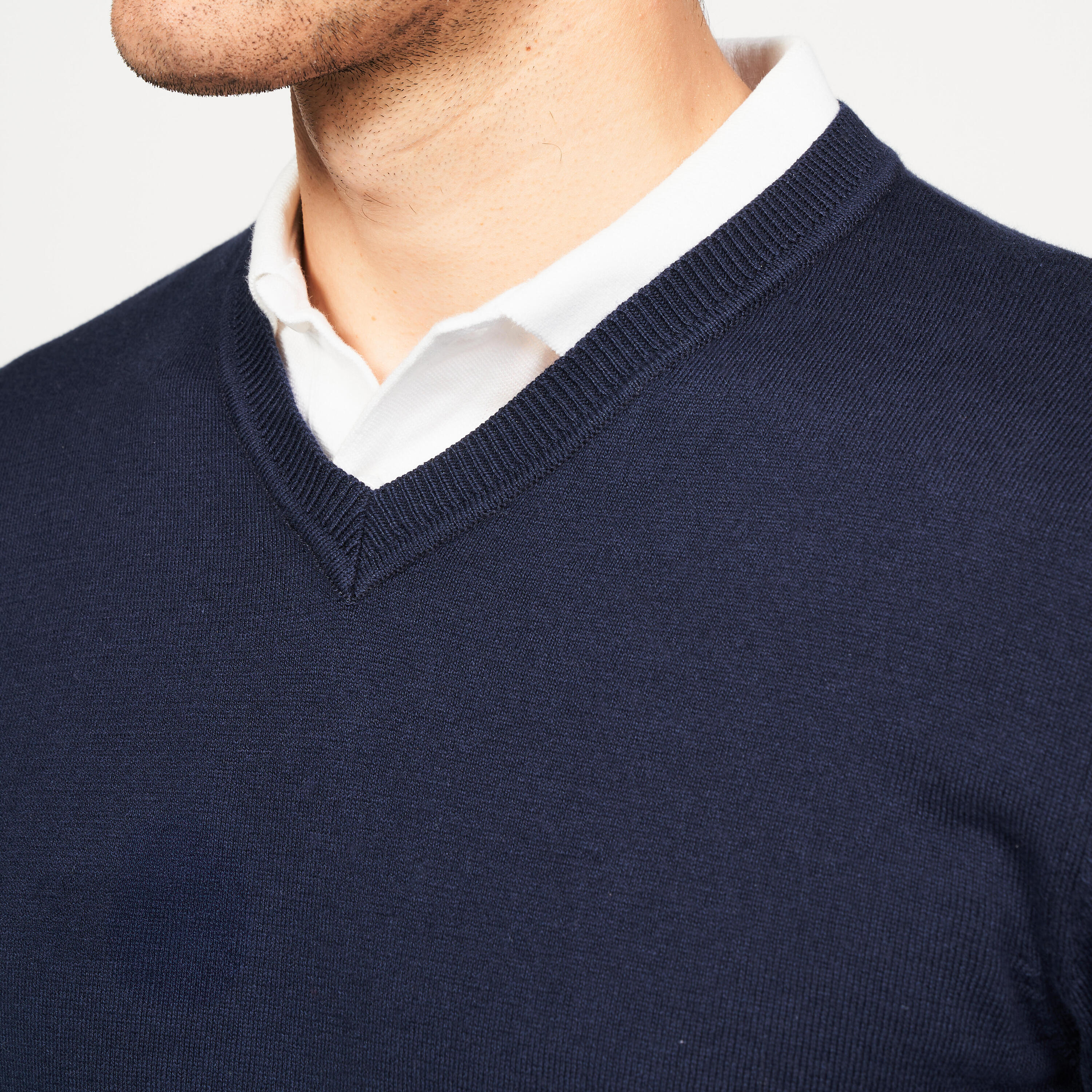Men’s golf V-neck 100% cotton pullover, MW100 navy blue 3/6