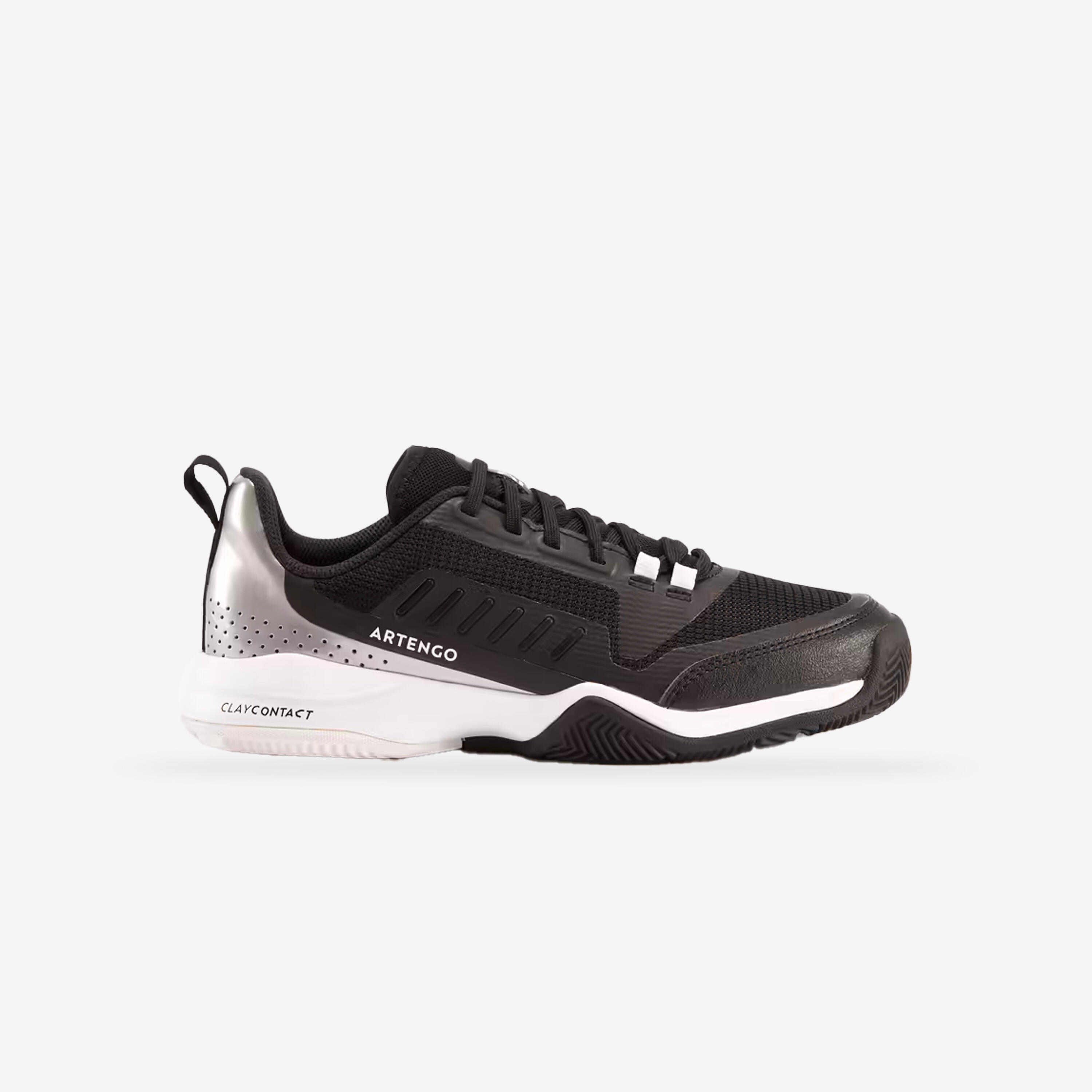 ARTENGO Kids' Clay Tennis Shoes Fast Clay Junior Lace-Up - Black