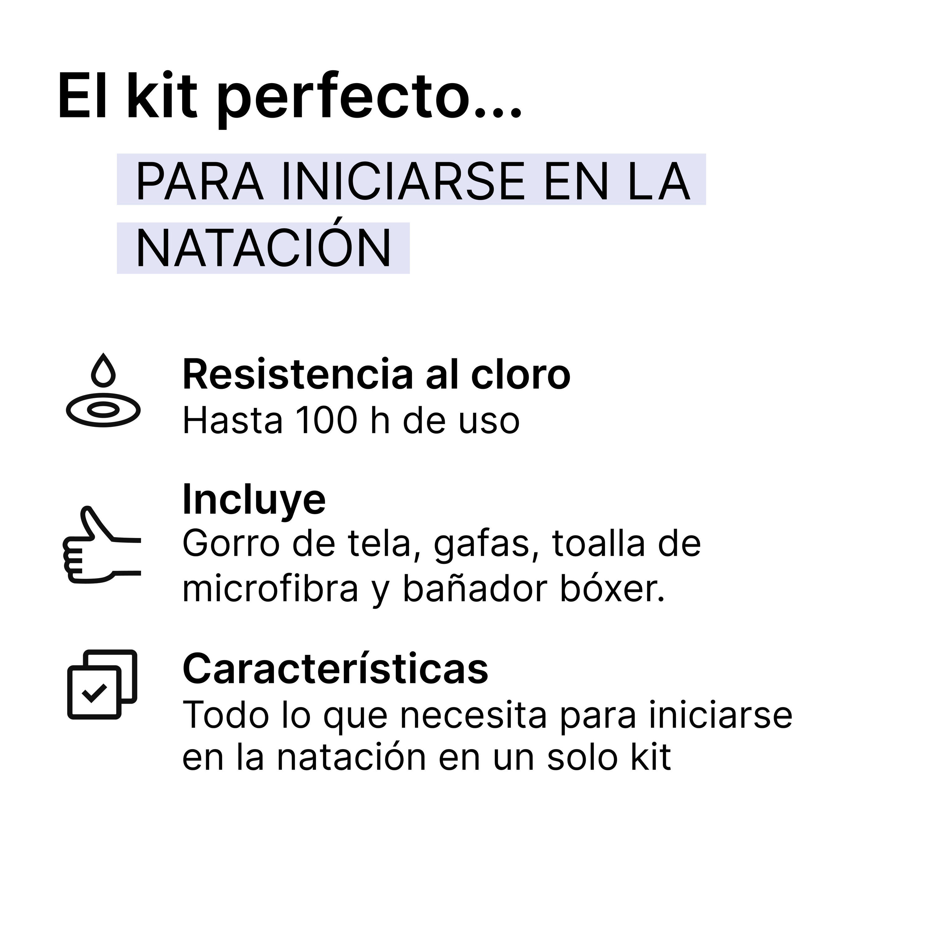 Kit Natación Niño Nabaiji con gorro, gafas, bañador, toalla y bolsa, Azul/Negro 2/15