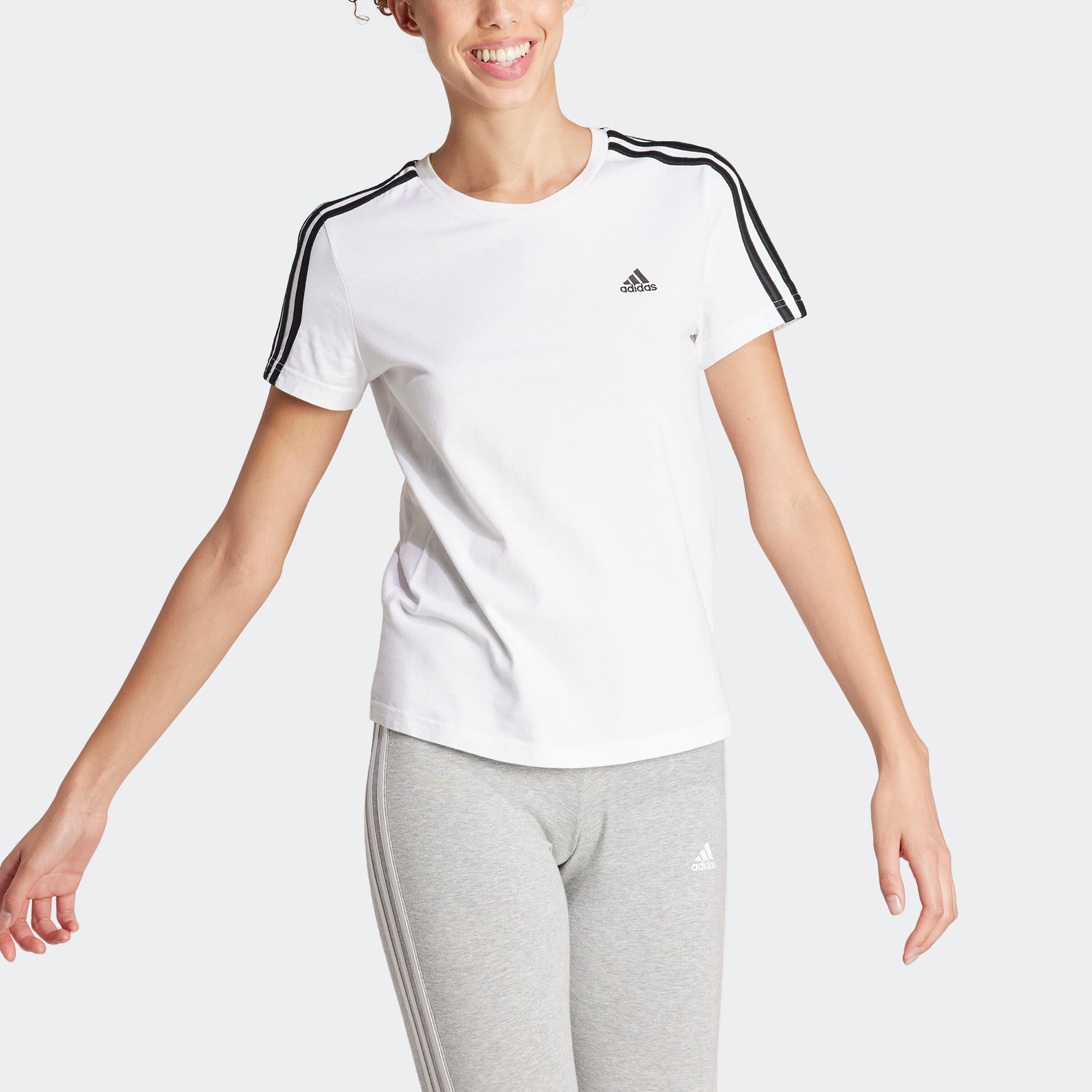Seconde vie - T-SHIRT DE FITNESS SOFT TRAINING ADIDAS FEMME BLANC 3/7