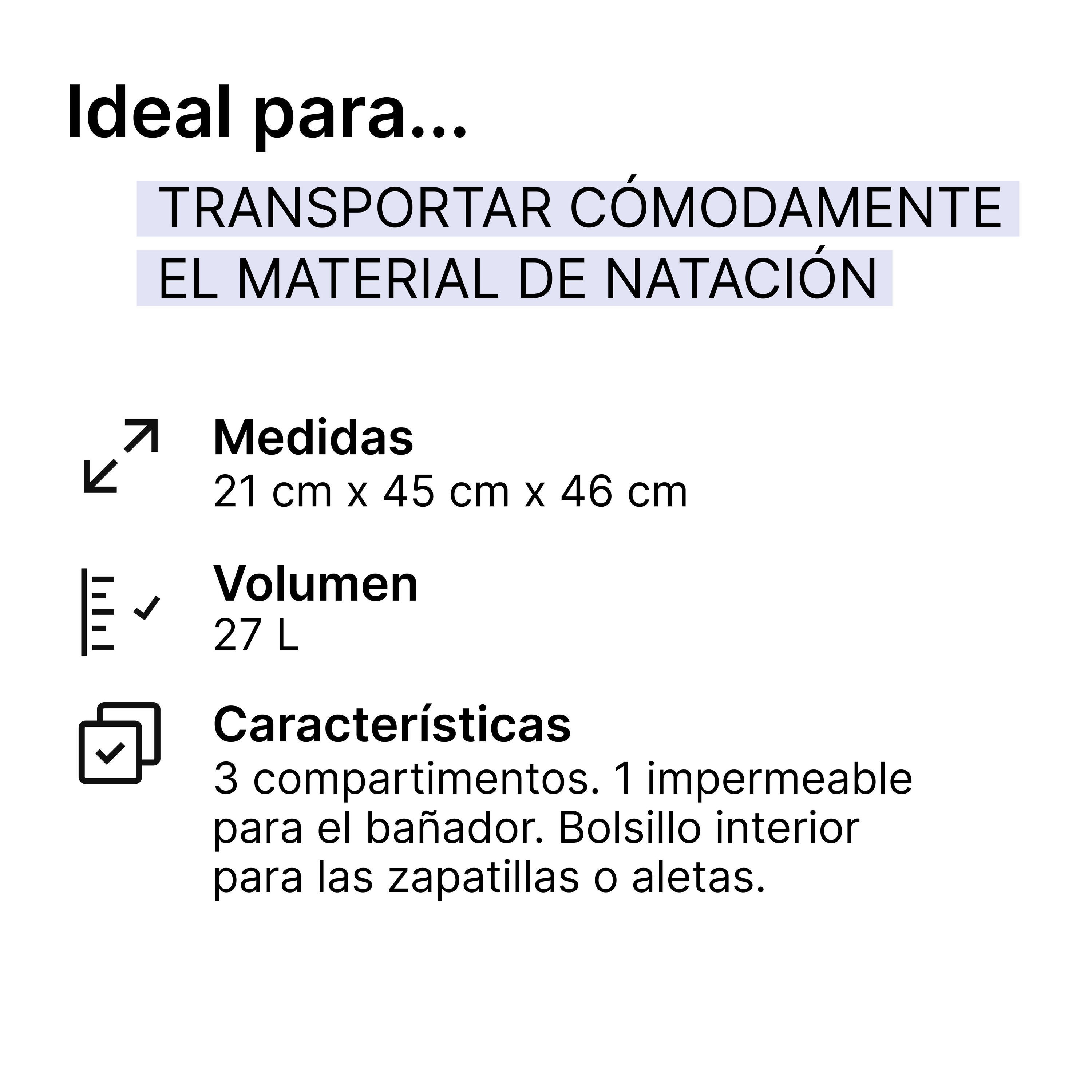 Bolsa Duffle Bag Natación Gris-Rosa 27 l 3 Compartimentos 2/5