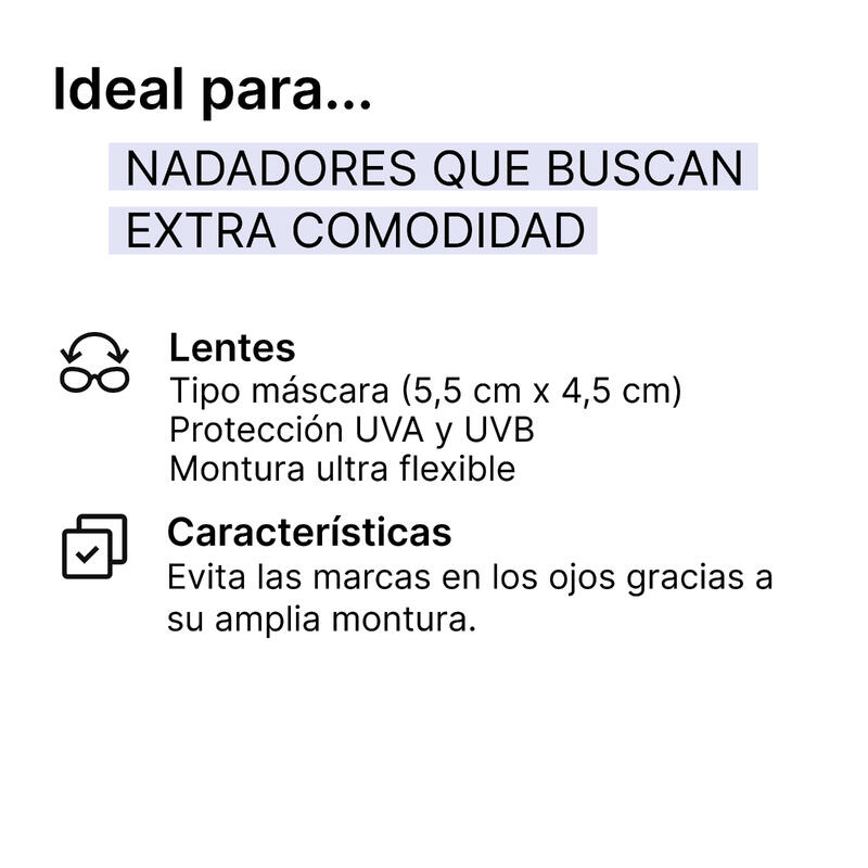 Gafas natación máscara talla L Active Negro Azul Cristales Espejo