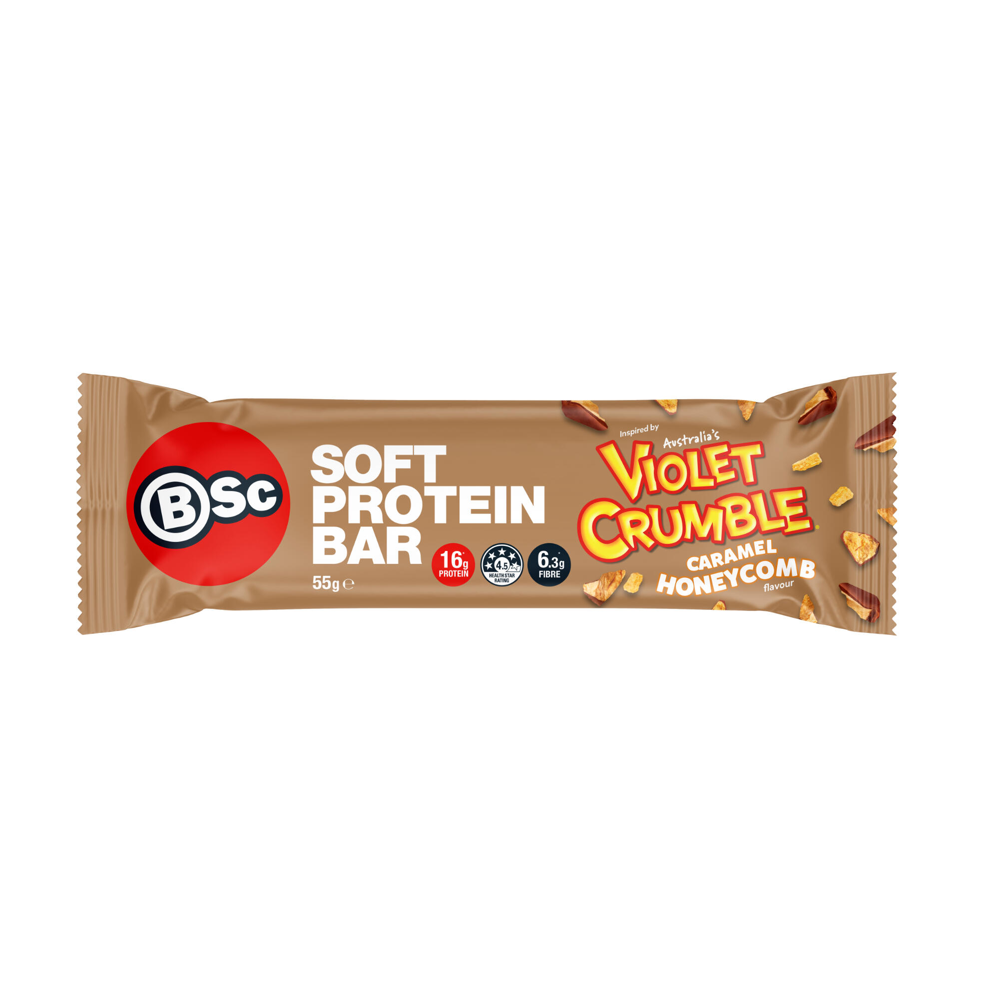 Violet crumble soft protein bar 55g Caramel Honeycomb