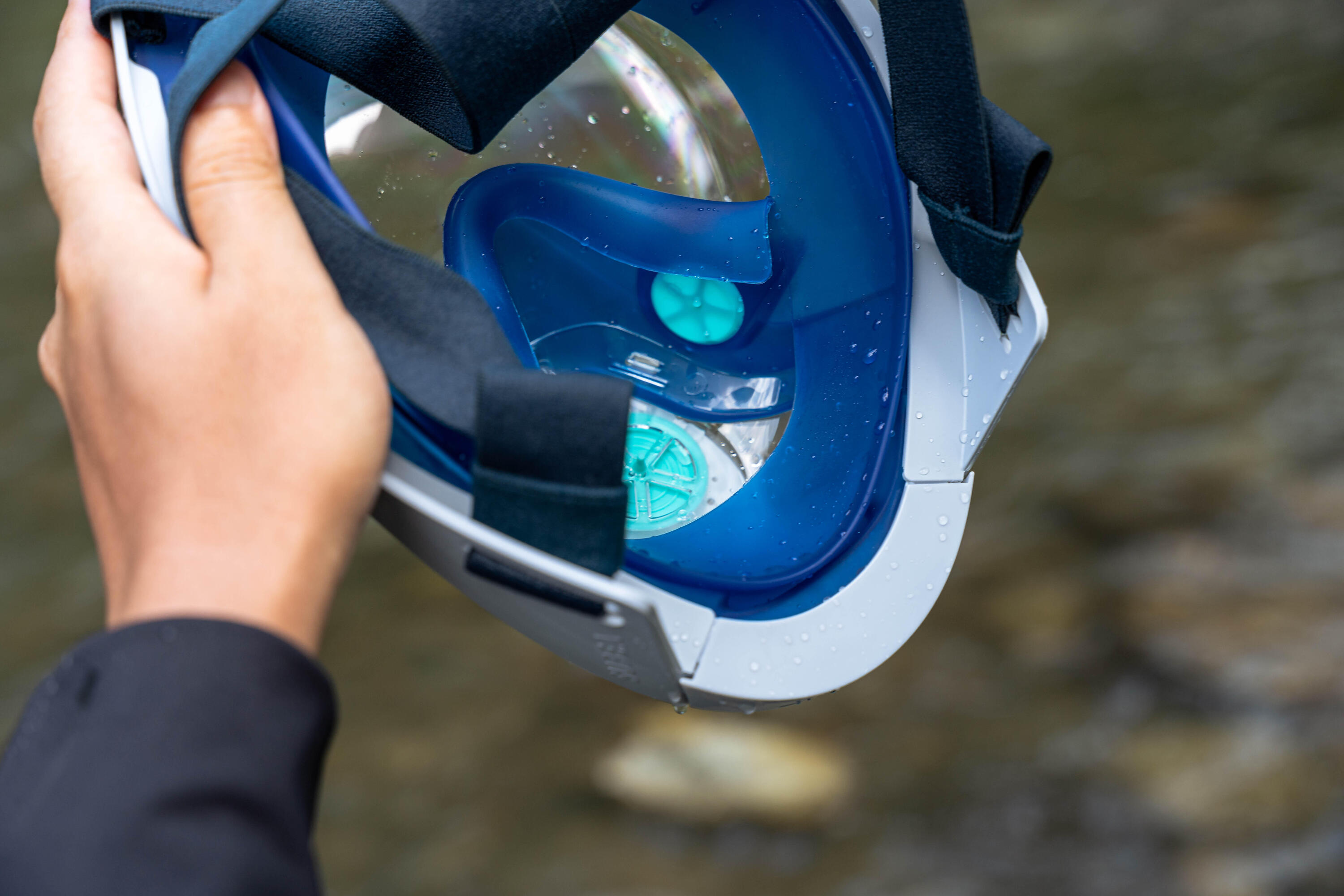 Masque snorkeling surface easybreath + avec valve acoustique > 10 ans - bleu 19/29