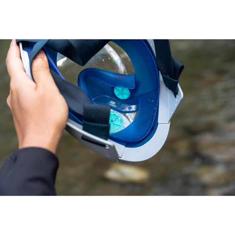 Masque snorkeling surface easybreath + avec valve acoustique > 10 ans - bleu