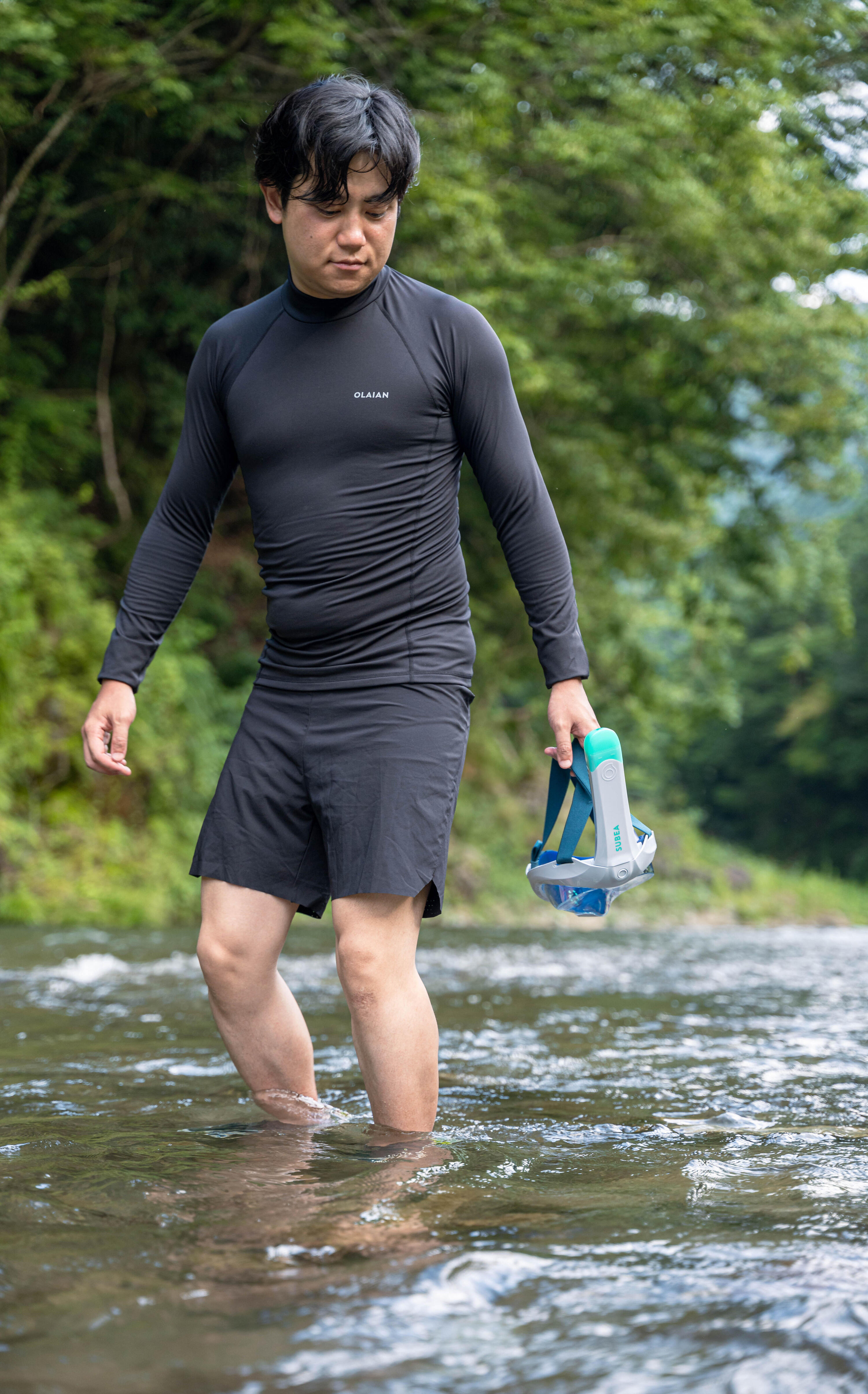 Masque snorkeling surface easybreath + avec valve acoustique > 10 ans - bleu 22/29