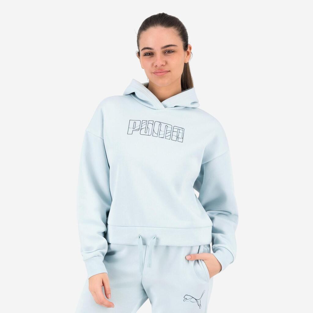 Women Short Print Hoodie - Blue