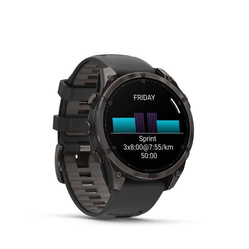 Ceas Smartwatch AMOLED Sapphire Titane Carbon Gray DLC 47mm, Fēnix® 8 Negru
