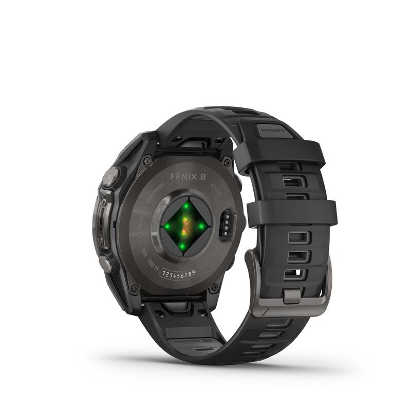 Smartwatch met gps voor sporters AMOLED-touchscreen, Fēnix 8 zwart