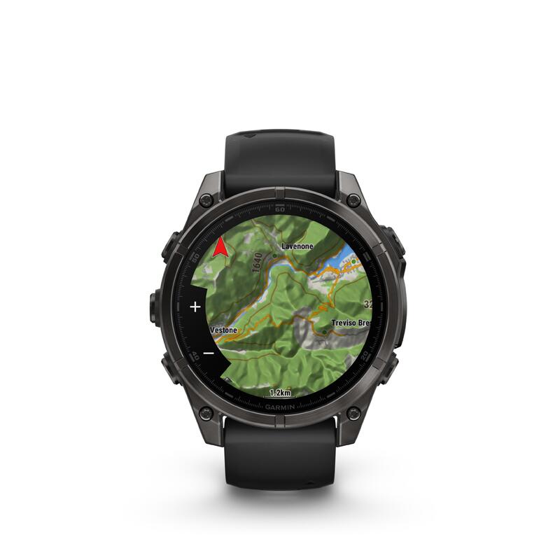 Ceas Smartwatch AMOLED Sapphire Titane Carbon Gray DLC 47mm, Fēnix® 8 Negru