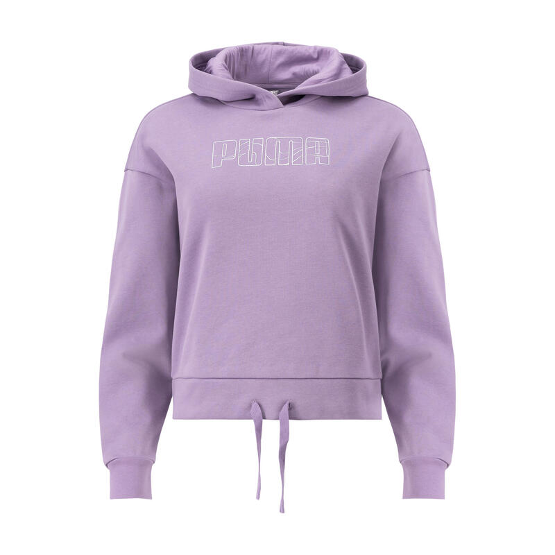 Sweat à capuche court imprimé Puma femme - lavande