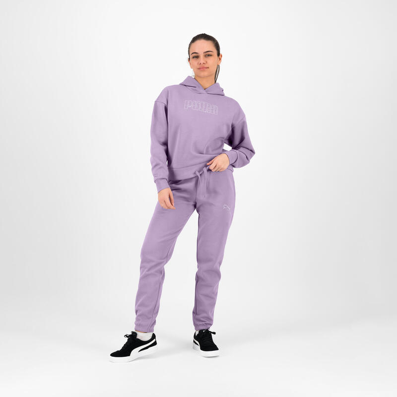 Sweat à capuche court imprimé Puma femme - lavande