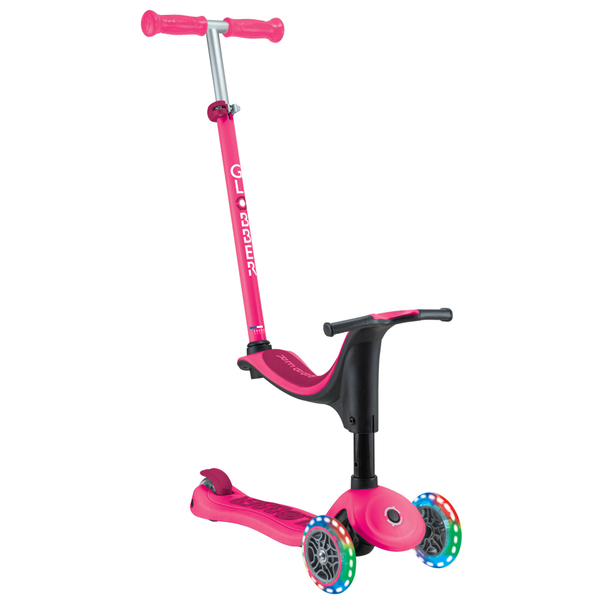 Globber Go Up Sporty Lights V2 Scooter - Fuchsia / Dark Pink