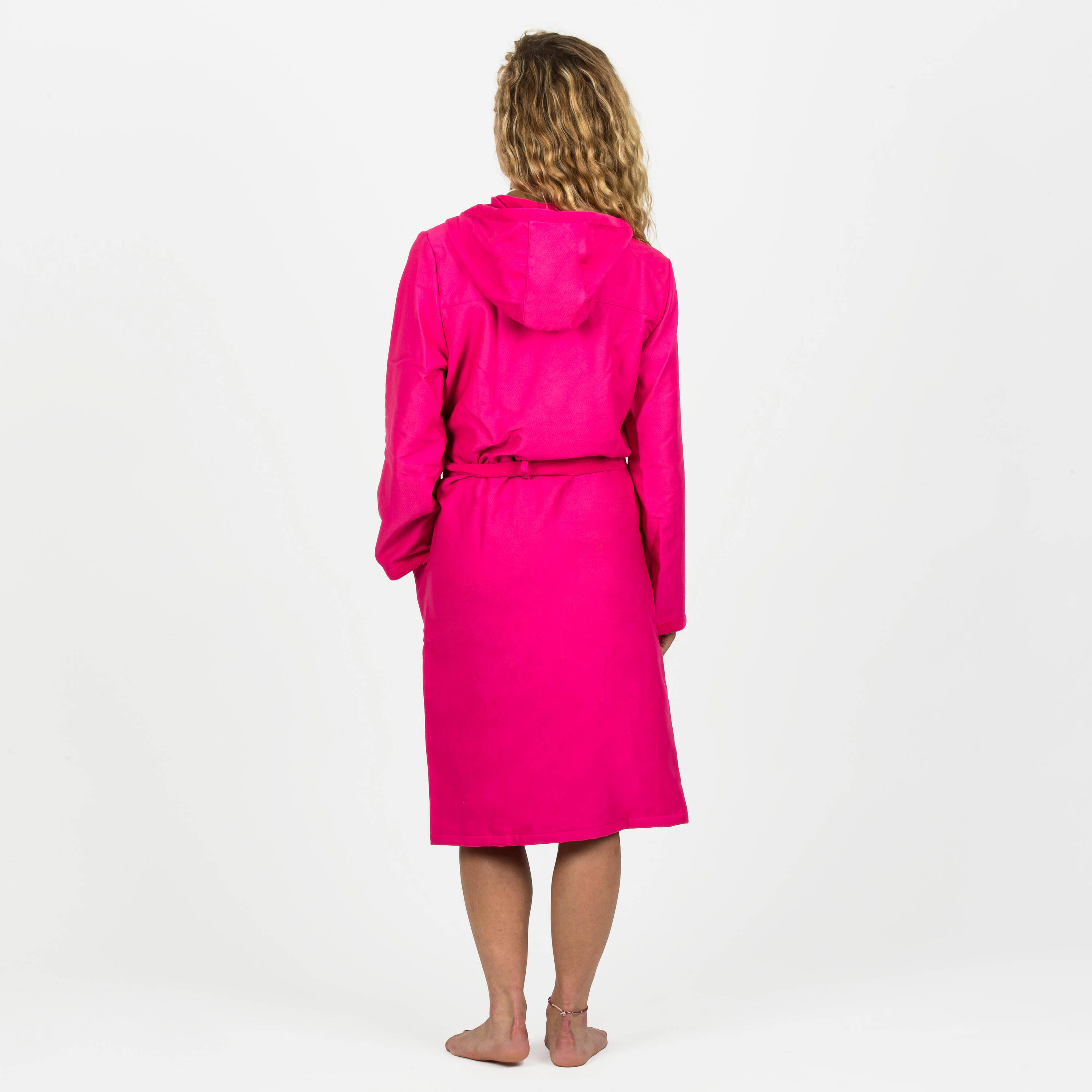 Women's Compact Microfibre Hooded Bathrobe Soft & Lightweight Pink -  4