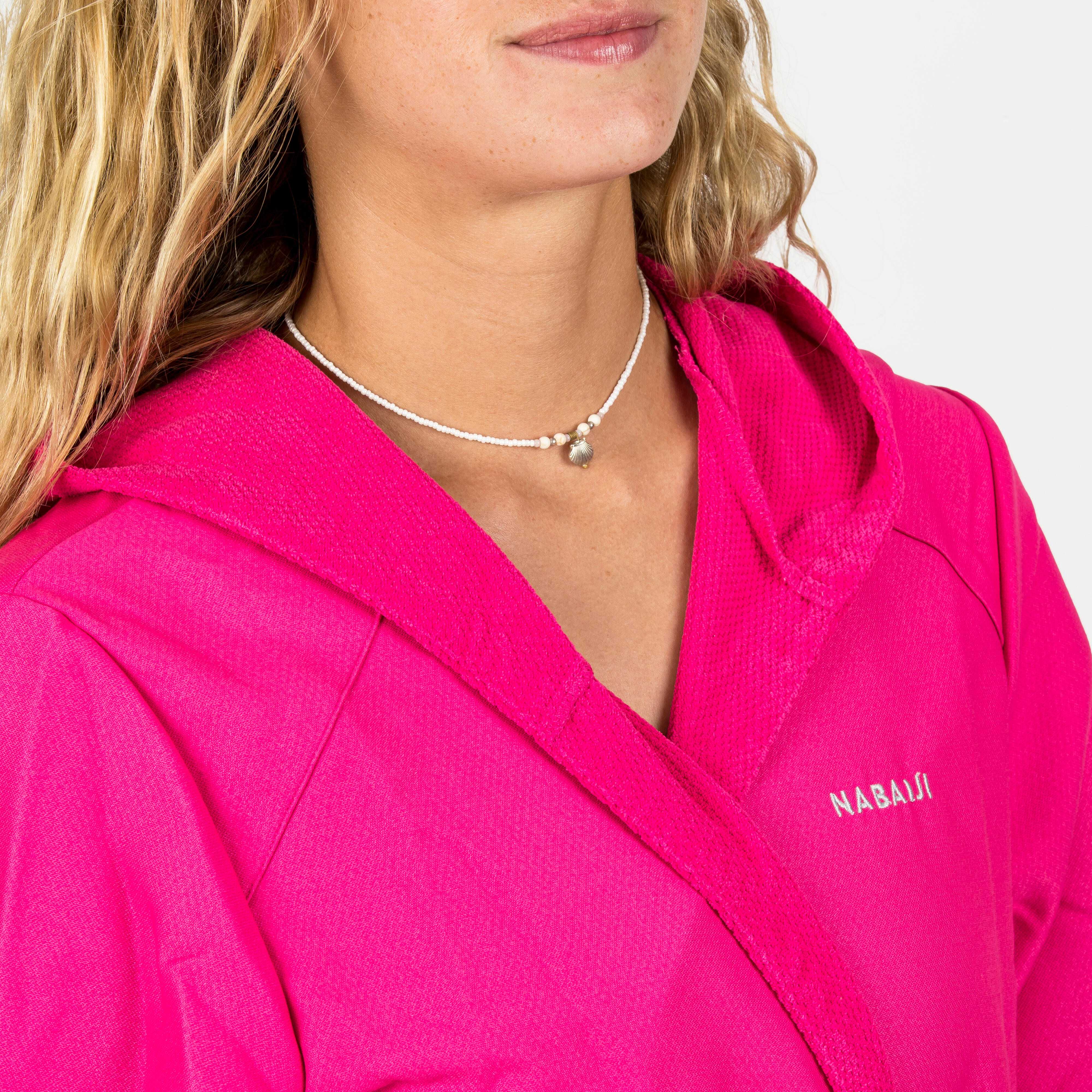 Women's Compact Microfibre Hooded Bathrobe Soft & Lightweight Pink