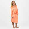 Women's microfibre compact hooded bathrobe in coral