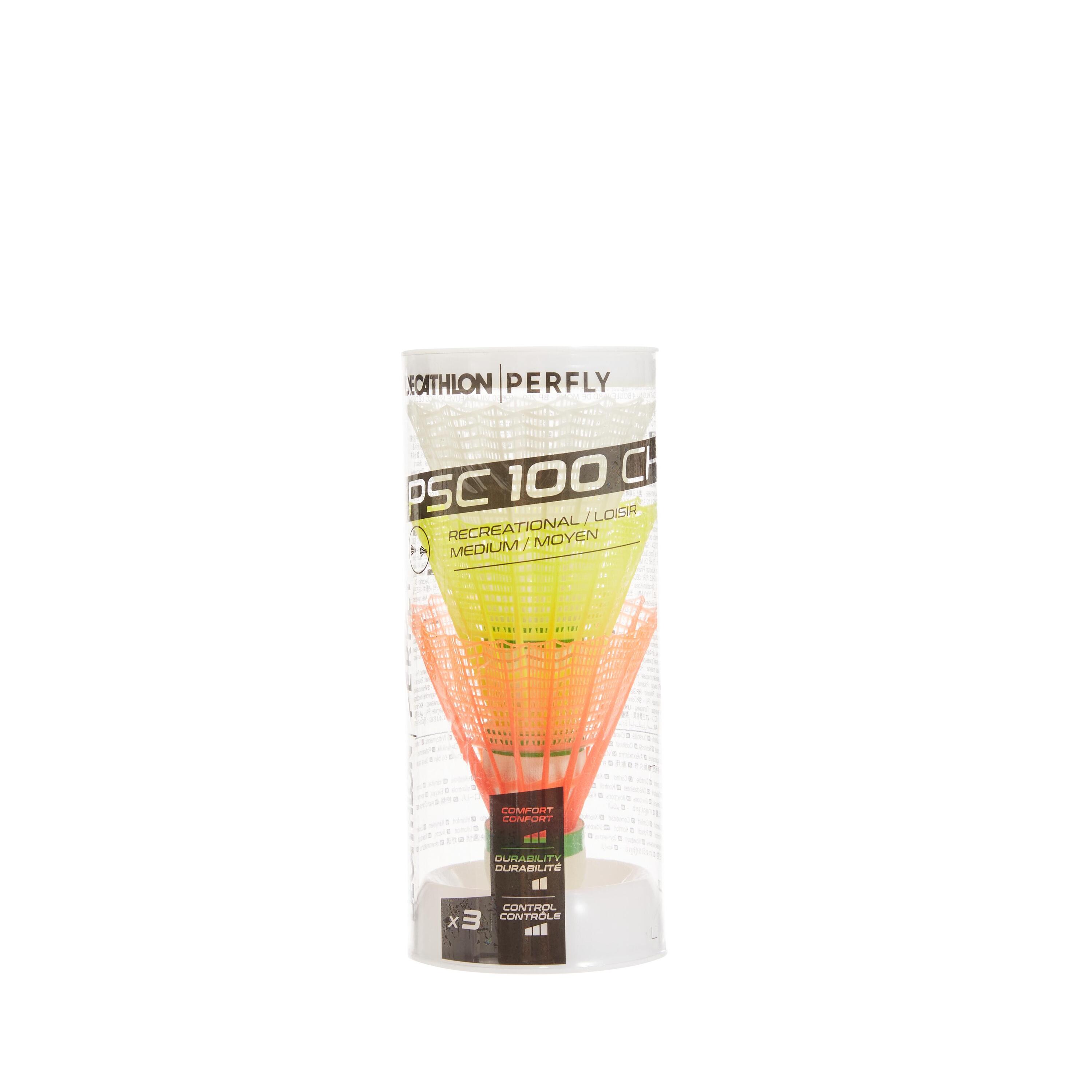 Lot De 3 Volants De Badminton En Plastique PSC 100 Medium - Blanc/Gris/Orange 8/11