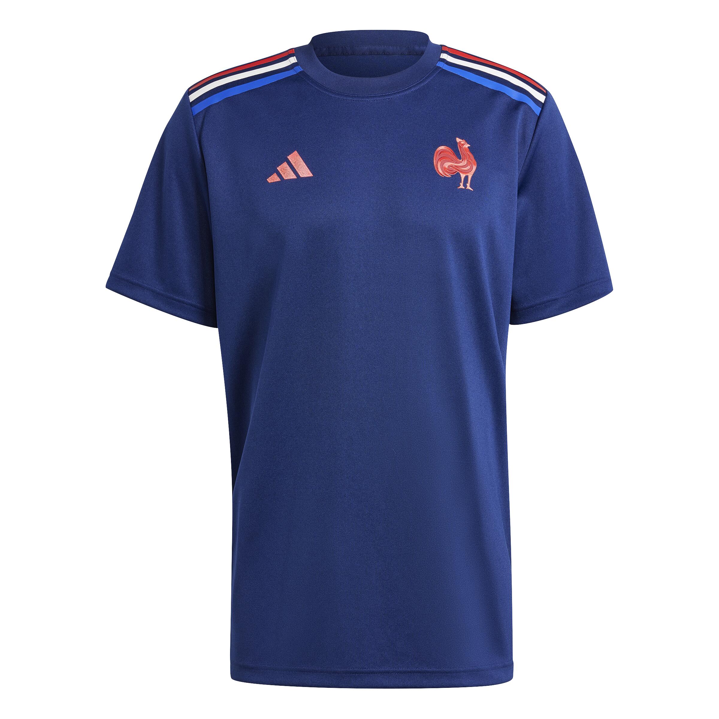 Maillot de rugby échauffement xv de france adulte, pré-match ffr 2024/2025 bleu 6/6