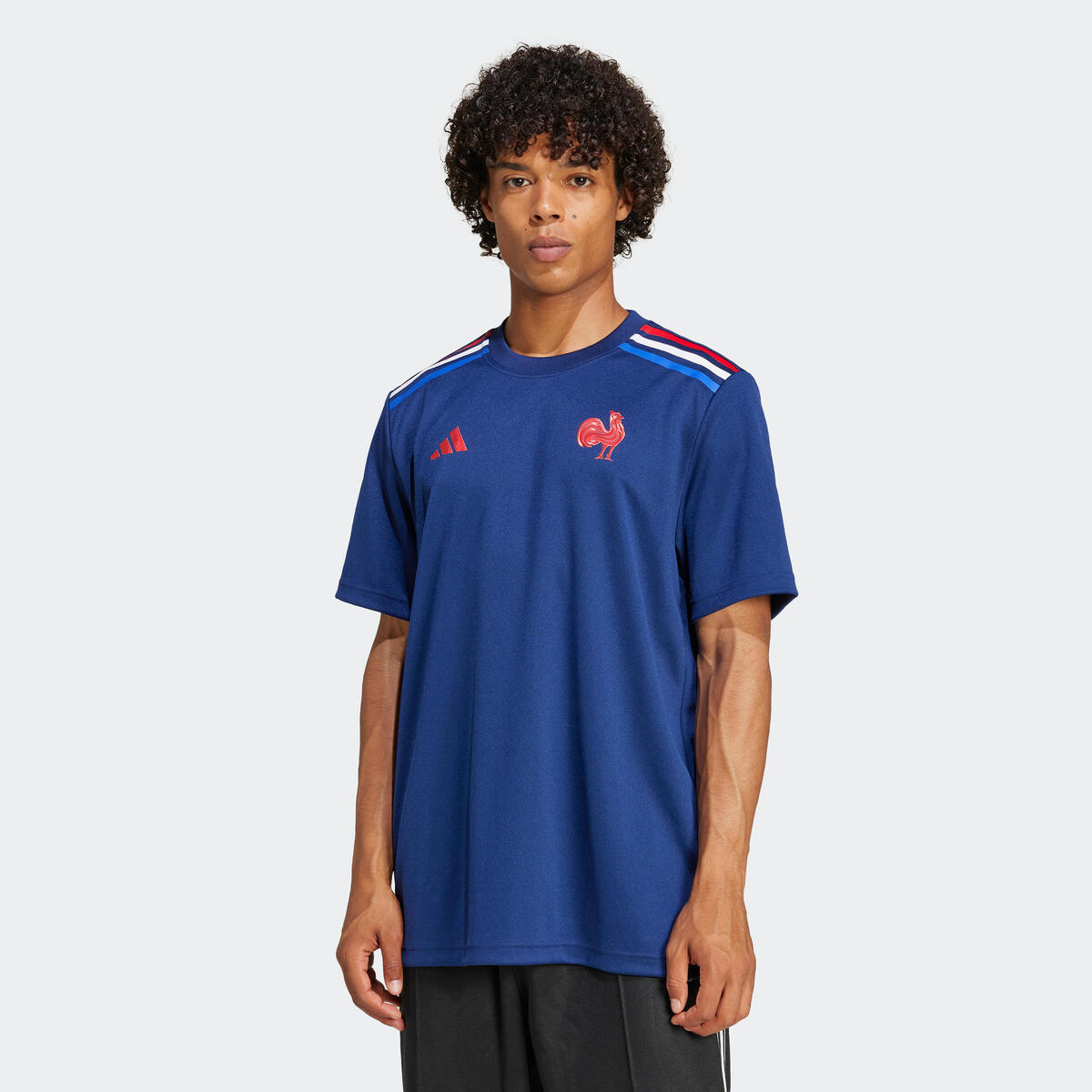 Maillot de rugby échauffement XV de France adulte, pré-match FFR 2024/2025 bleu