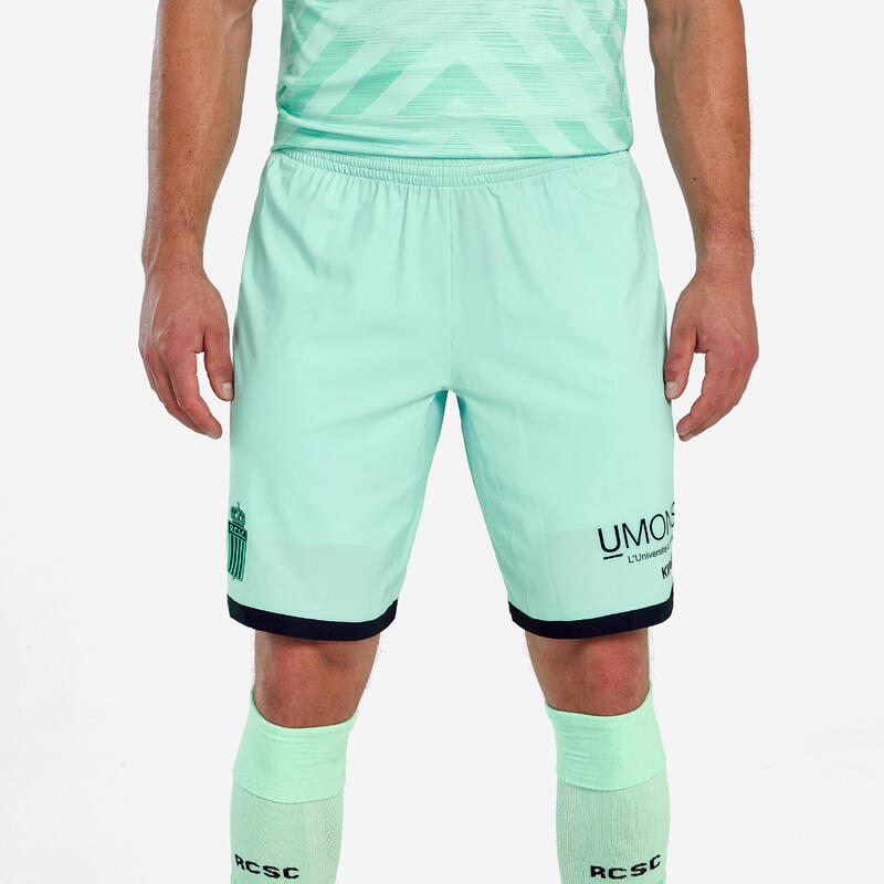 Voetbalshort voor volwassenen Royal Charleroi SC 24/25 thuis zwart gestreept