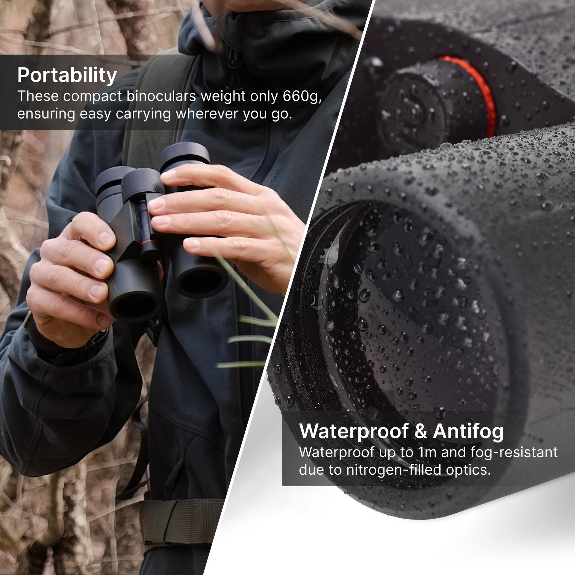 Waterproof hunting binoculars 100 10x42 black