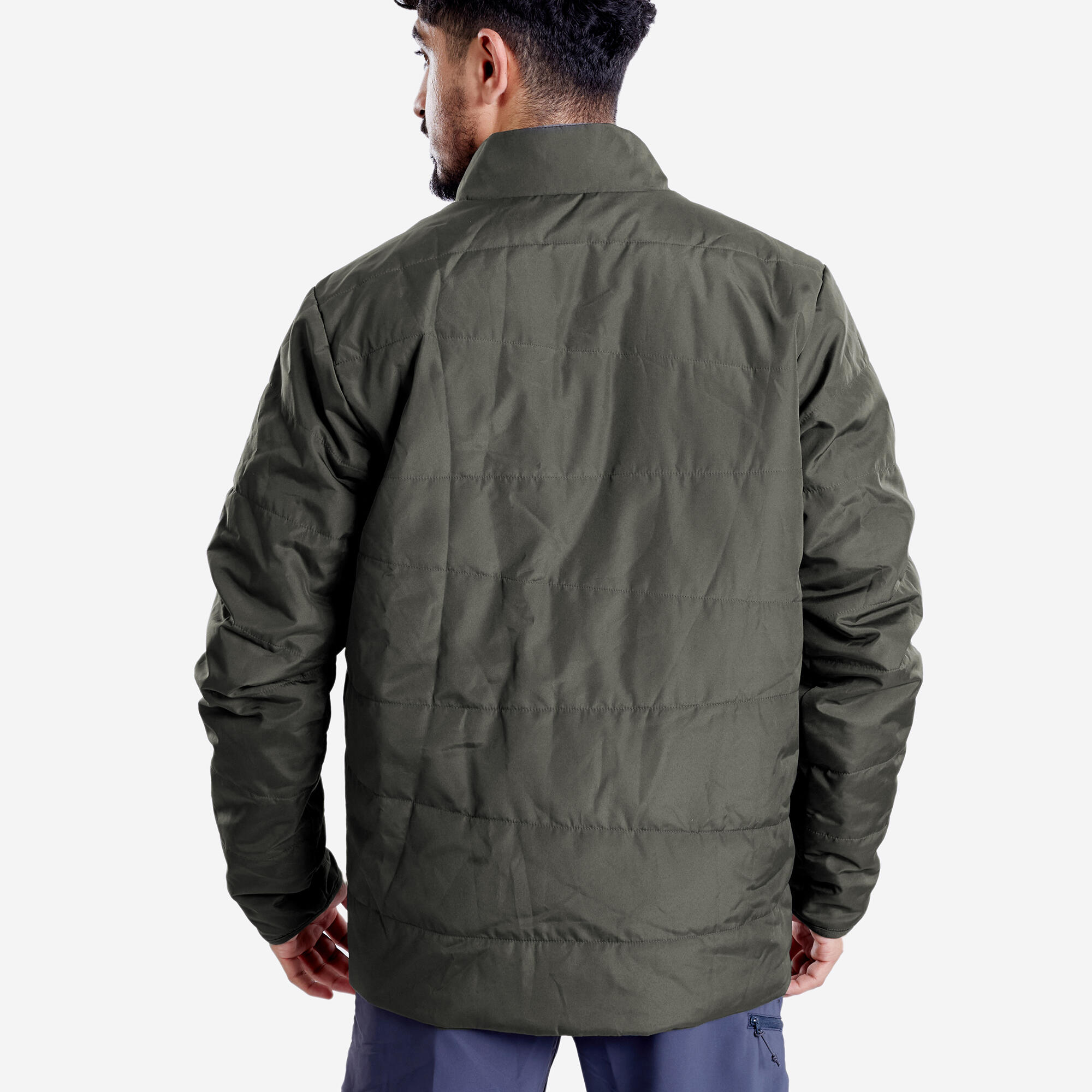 Men Puffer Jacket for Trekking - MT50 Khaki