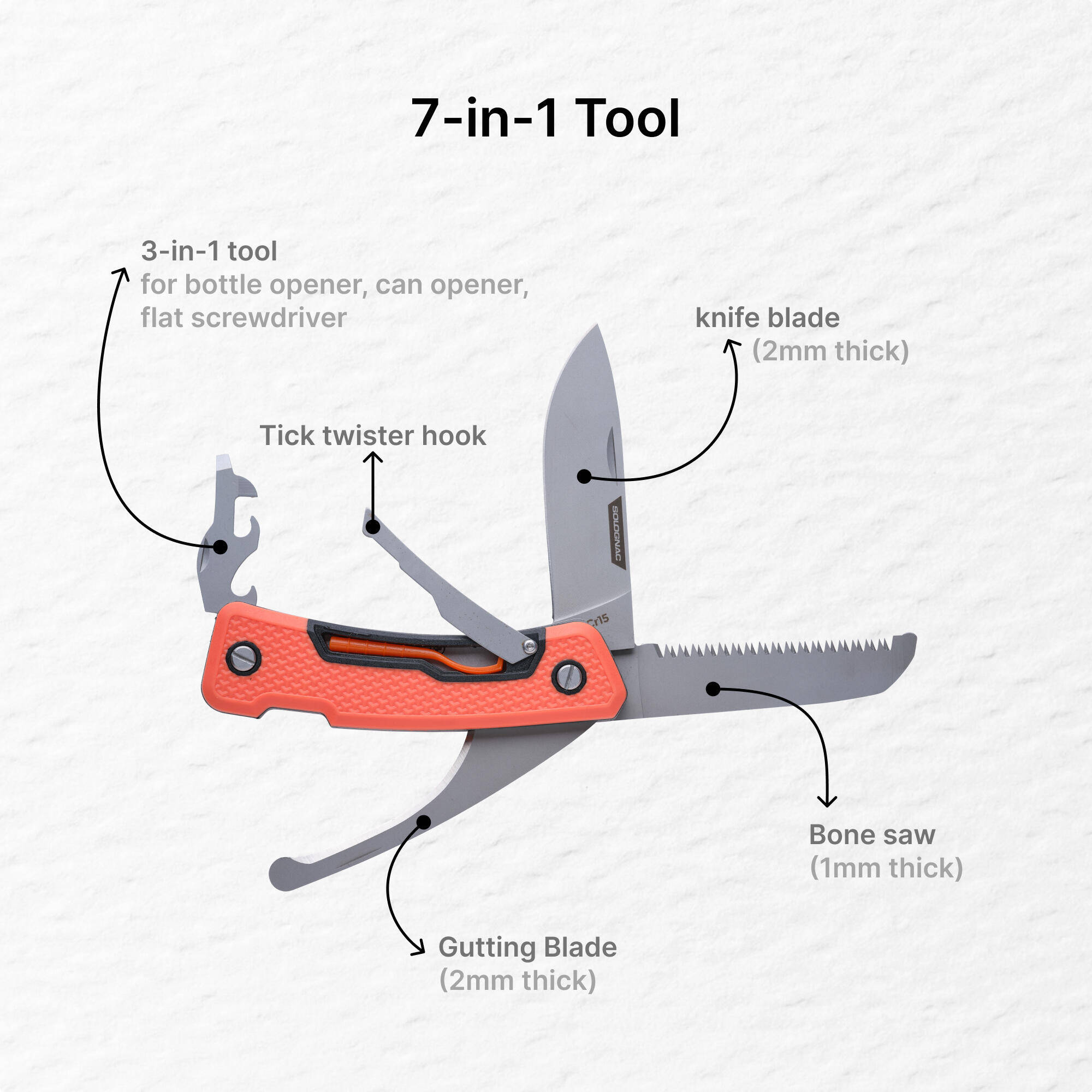 Multi-Tool Knife X7 Orange -  4