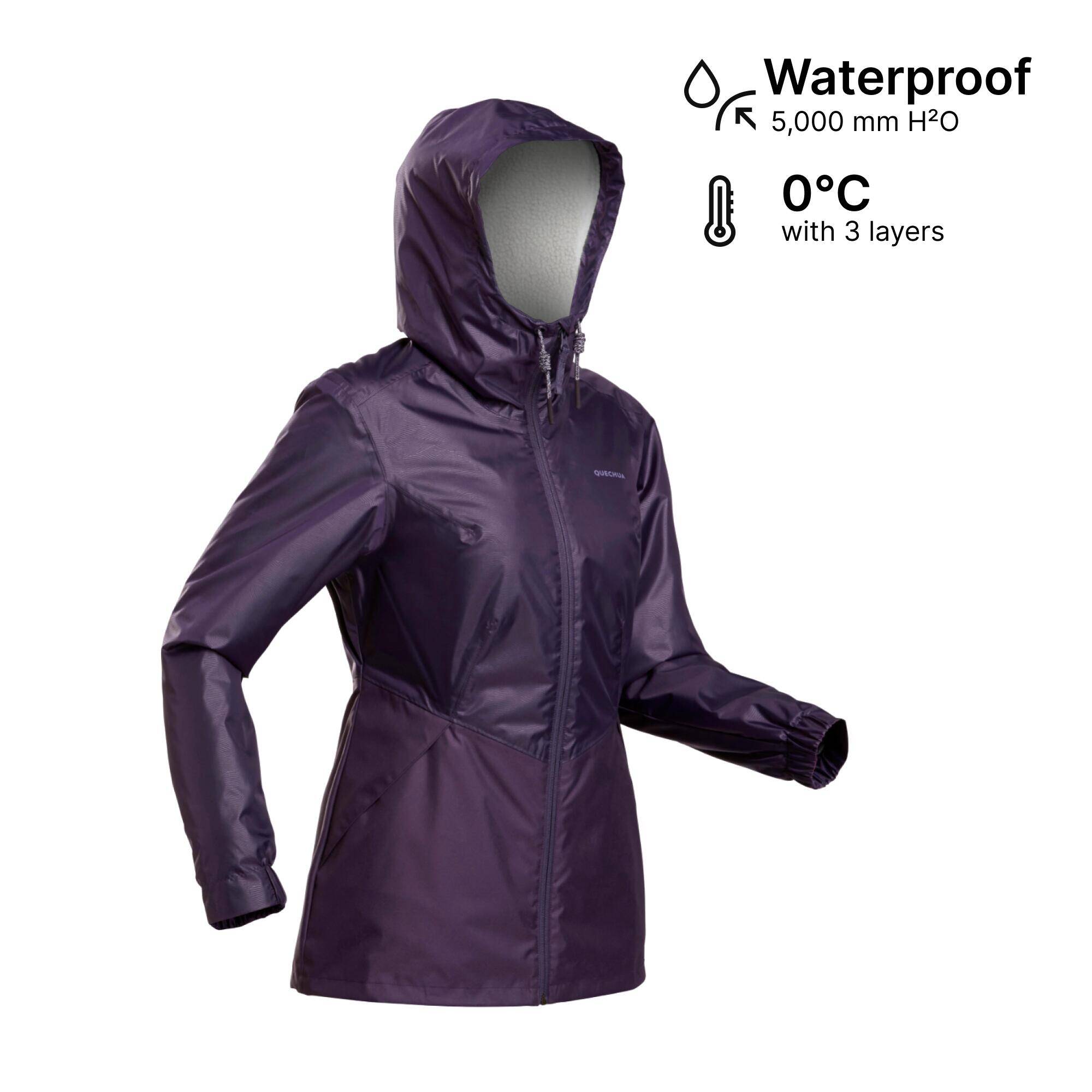 Women’s waterproof hiking jacket -5°C NH100 - Purple -  2