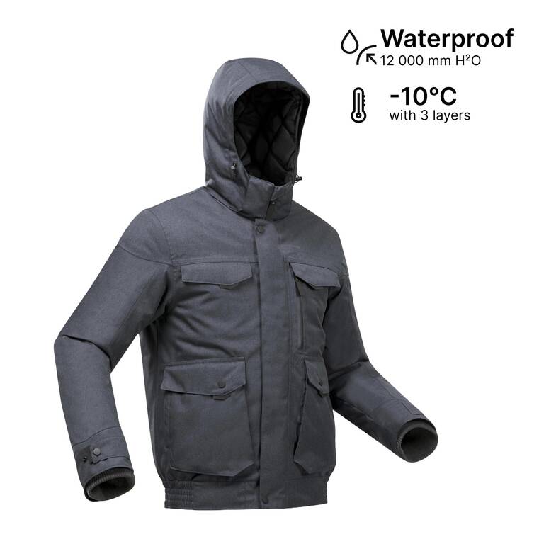 Men Winter Hiking Jacket SH500 Snow & Waterproof -10°C Black