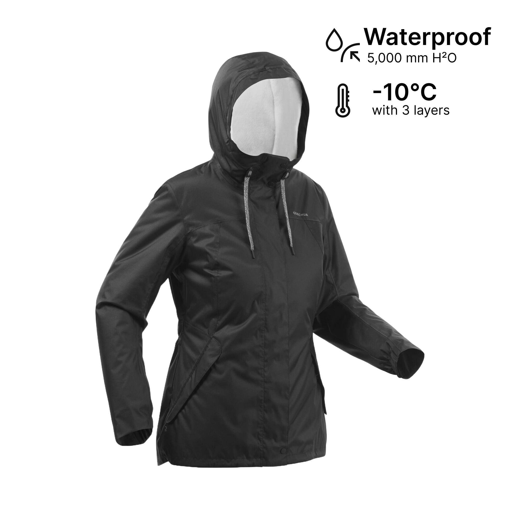 Women’s waterproof hiking jacket -10°C NH500 - Black -  2