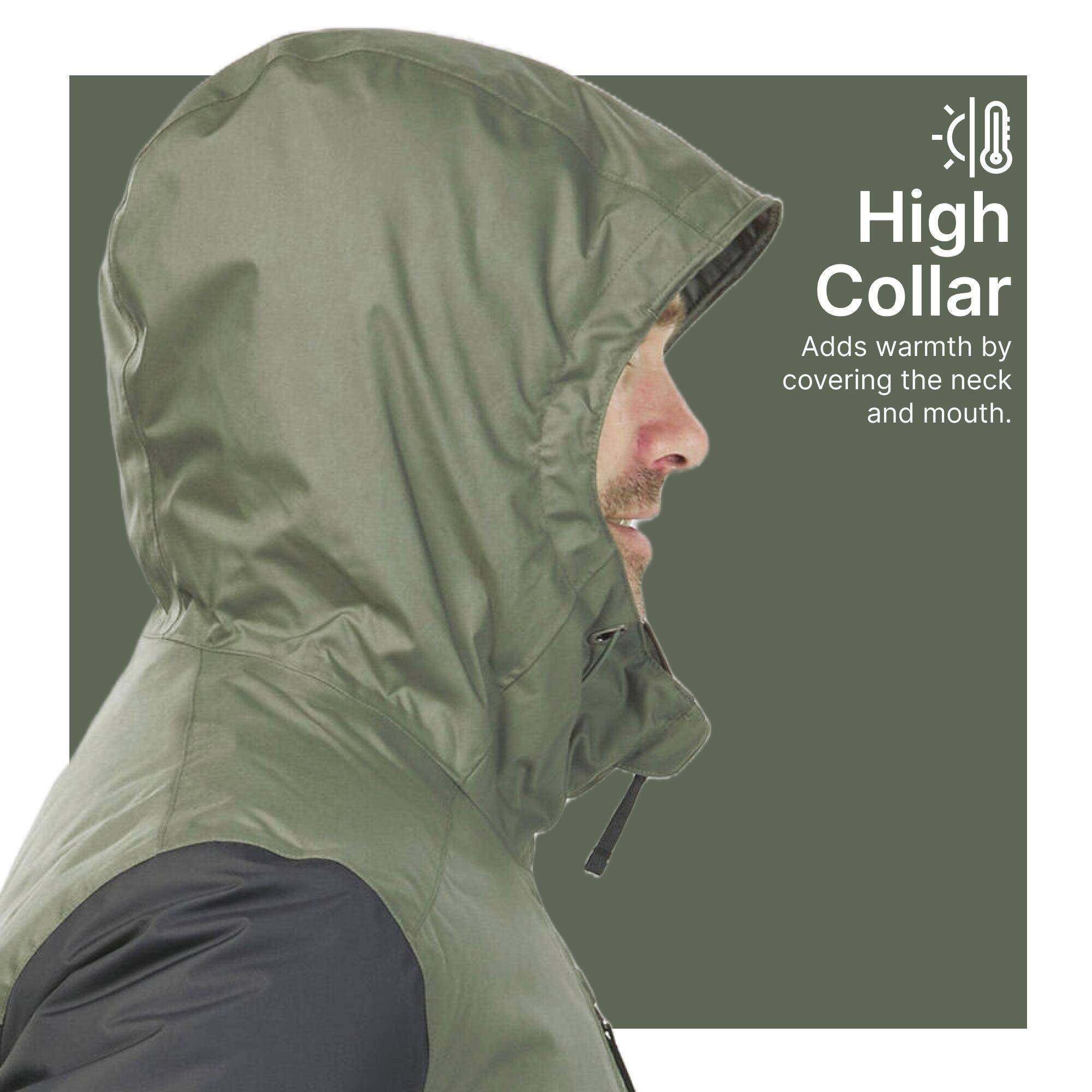 Men’s Waterproof Winter Hiking Jacket Comfortable Upto-10°C - NH500 Warm Green -  4