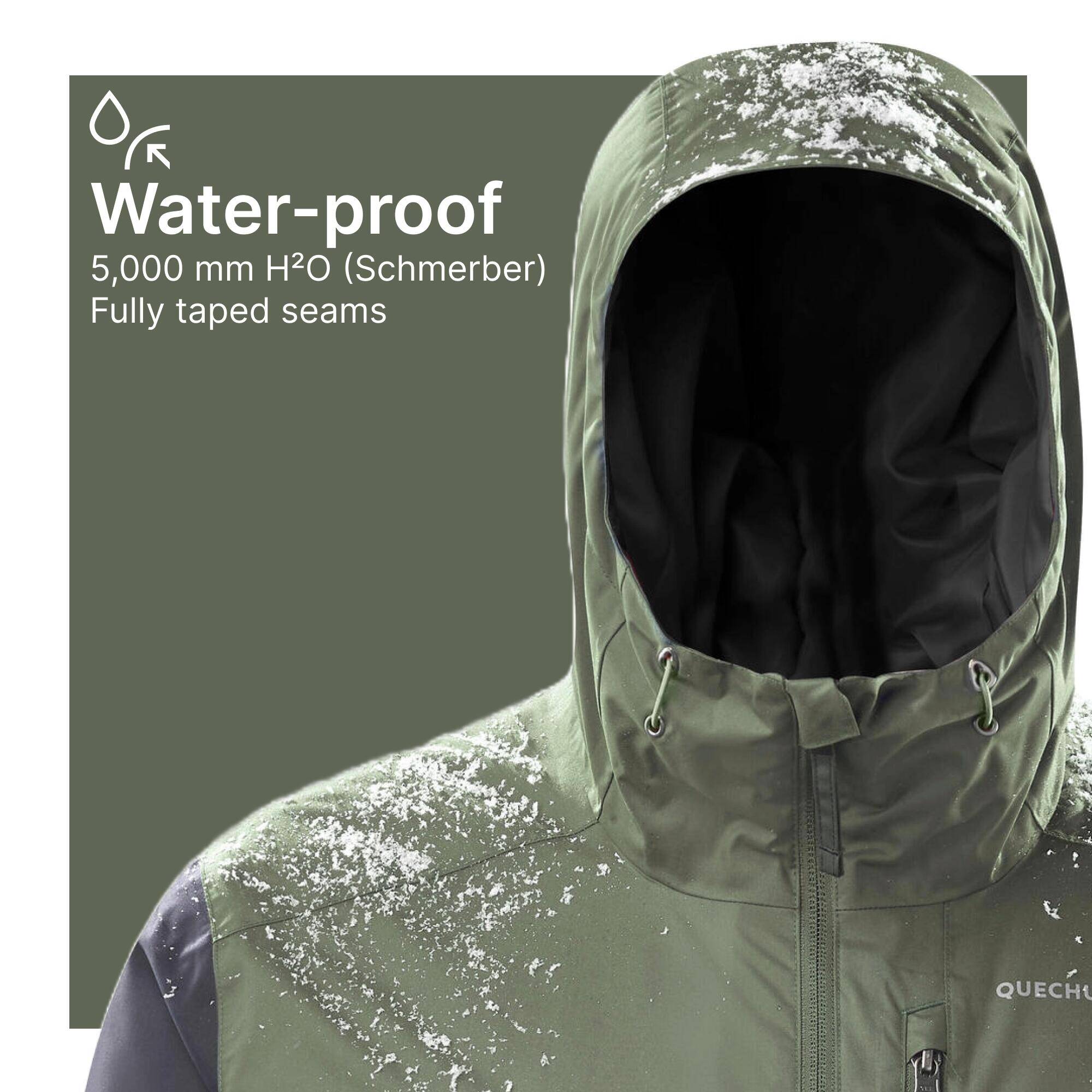 Men’s Waterproof Winter Hiking Jacket Comfortable Upto-10°C - NH500 Warm Green -  5