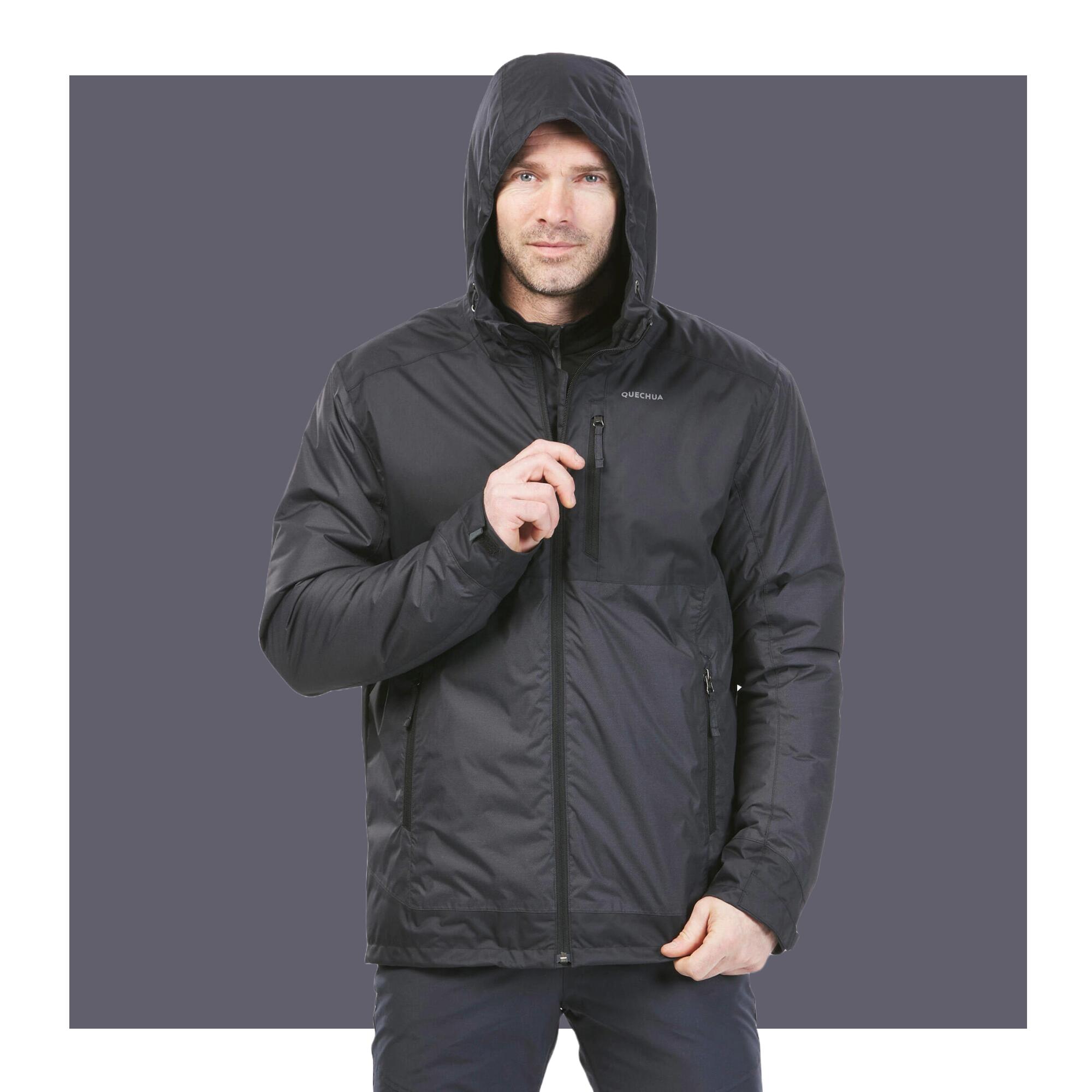 Chamarra de senderismo hasta -10 °C impermeable negra para hombre NH500 11/18