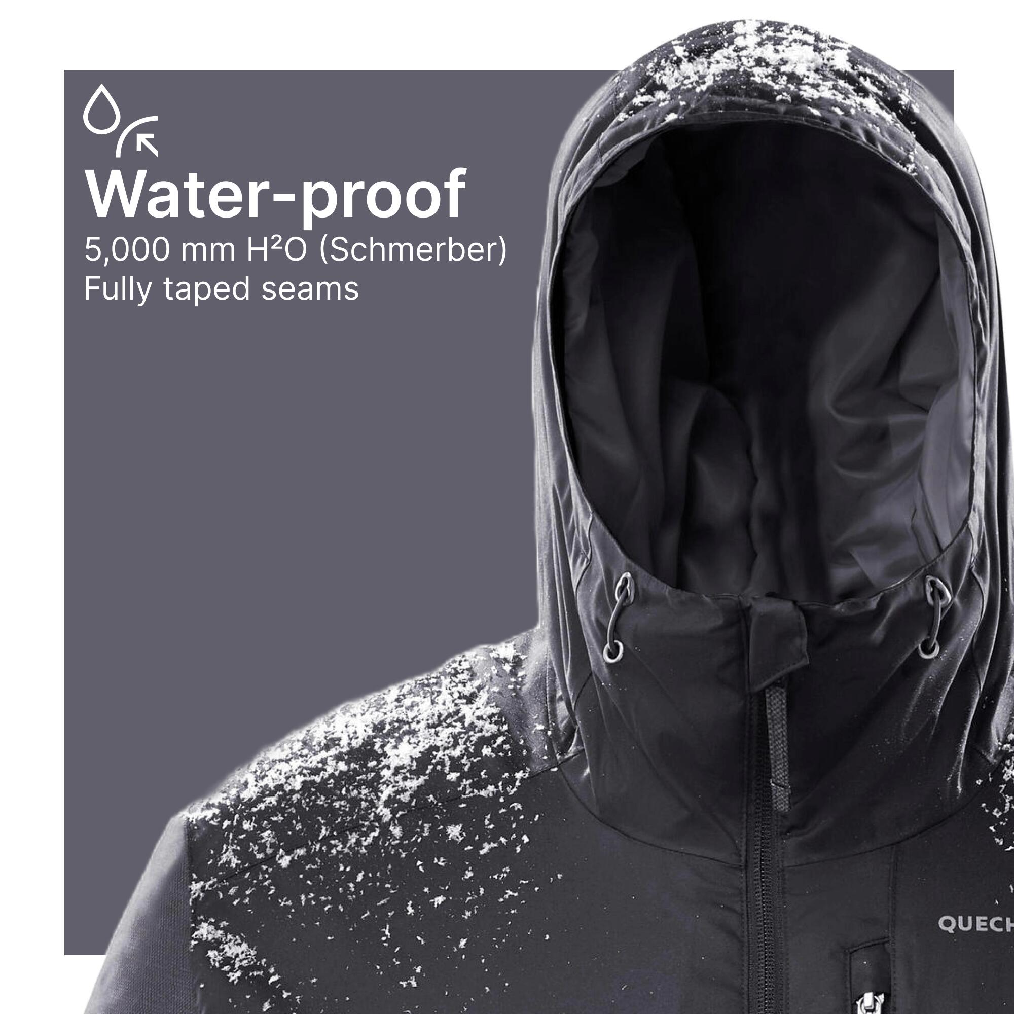 Chamarra de senderismo hasta -10 °C impermeable negra para hombre NH500 10/18