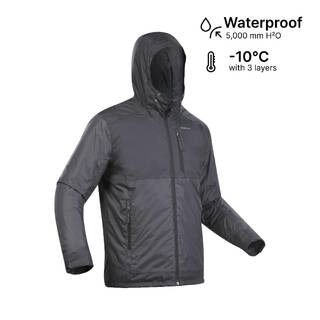 Men’s Waterproof Winter Hiking Jacket Comfortable Upto-10°C - NH500 Warm Black