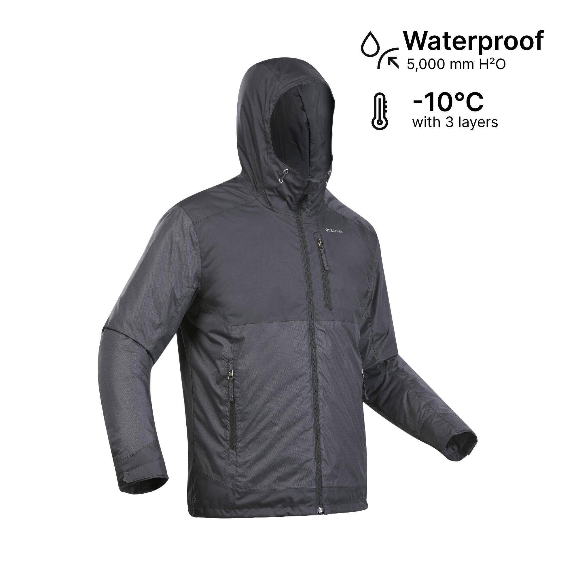 Men’s Waterproof Winter Hiking Jacket Comfortable Upto-10°C - NH500 Warm Black -  1