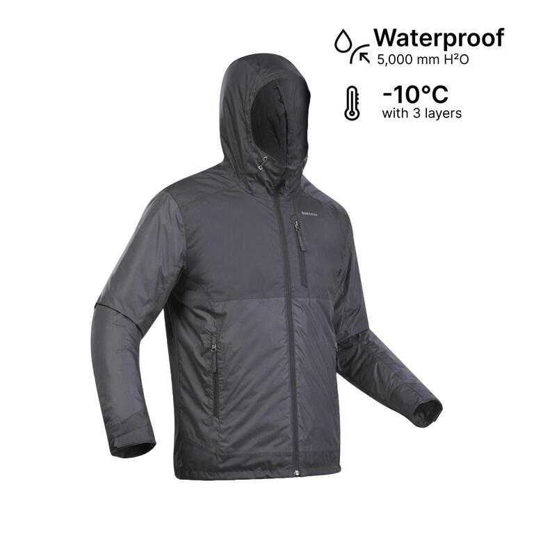 Men’s NH500 Warm Black Winter Hiking Jacket - Image 11