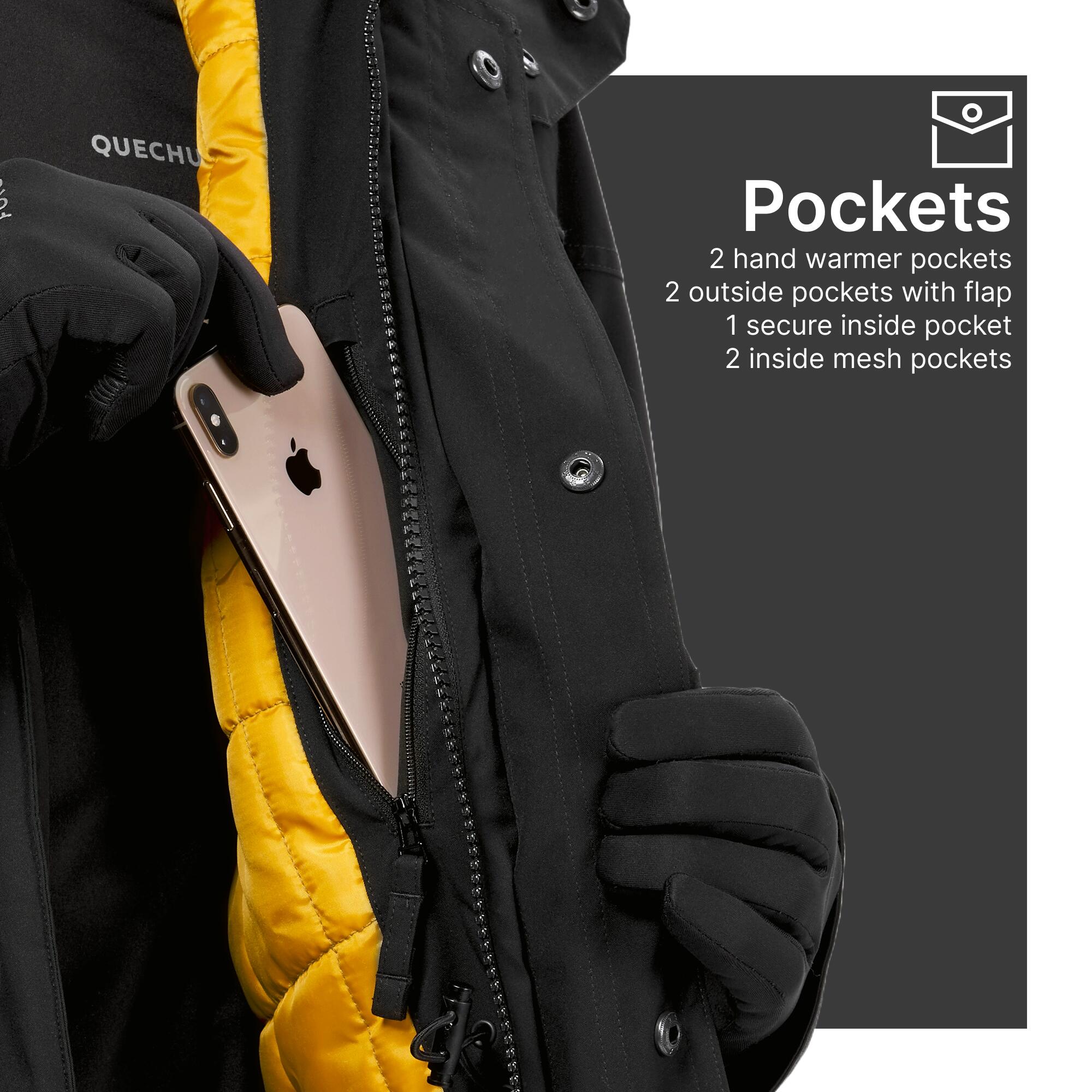 Men’s waterproof hiking parka -20°C, NH900 - Black