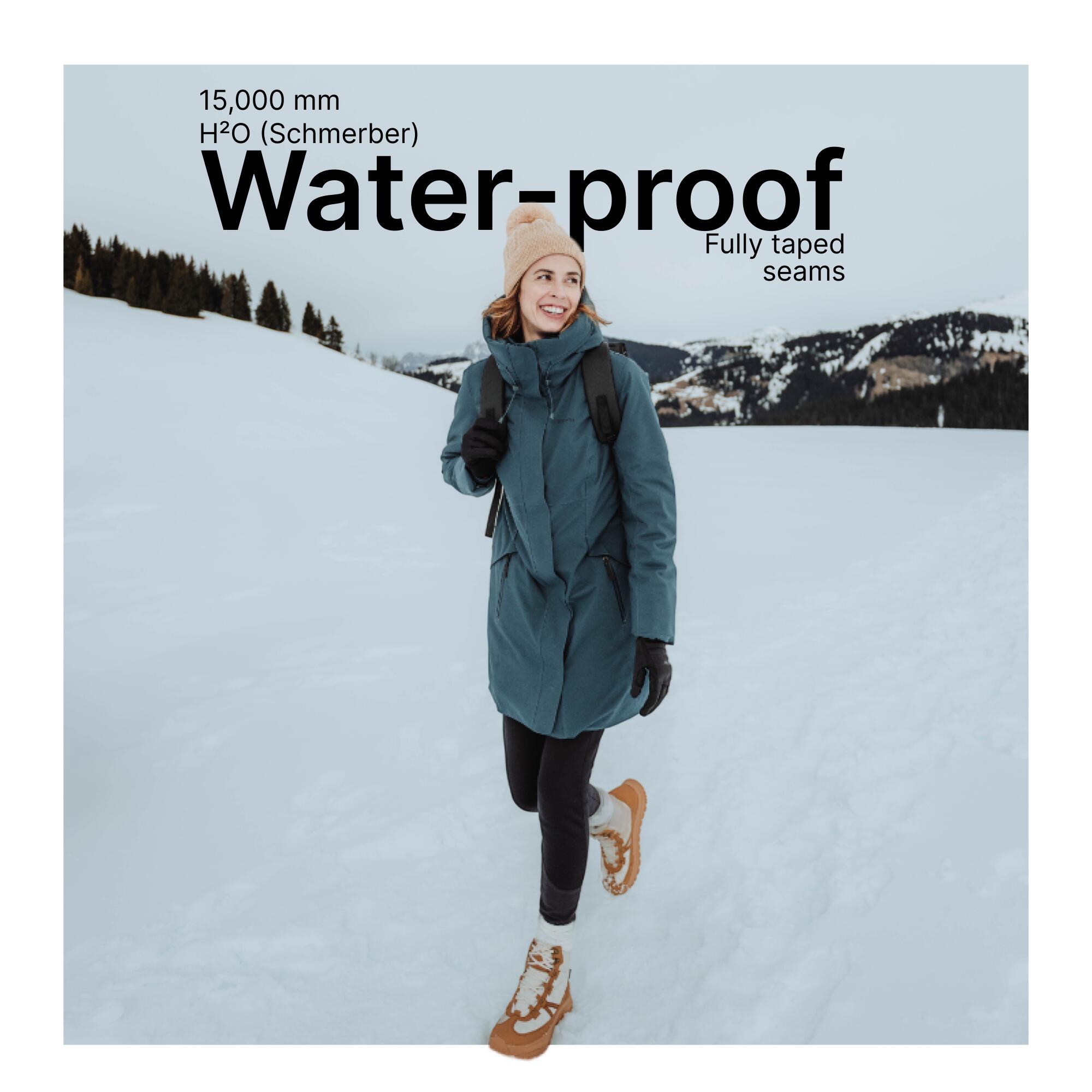 Women Hiking Adjustable Waterproof Parka Jacket Hooded Warm Upto -10�C, NH900 - Abyss green