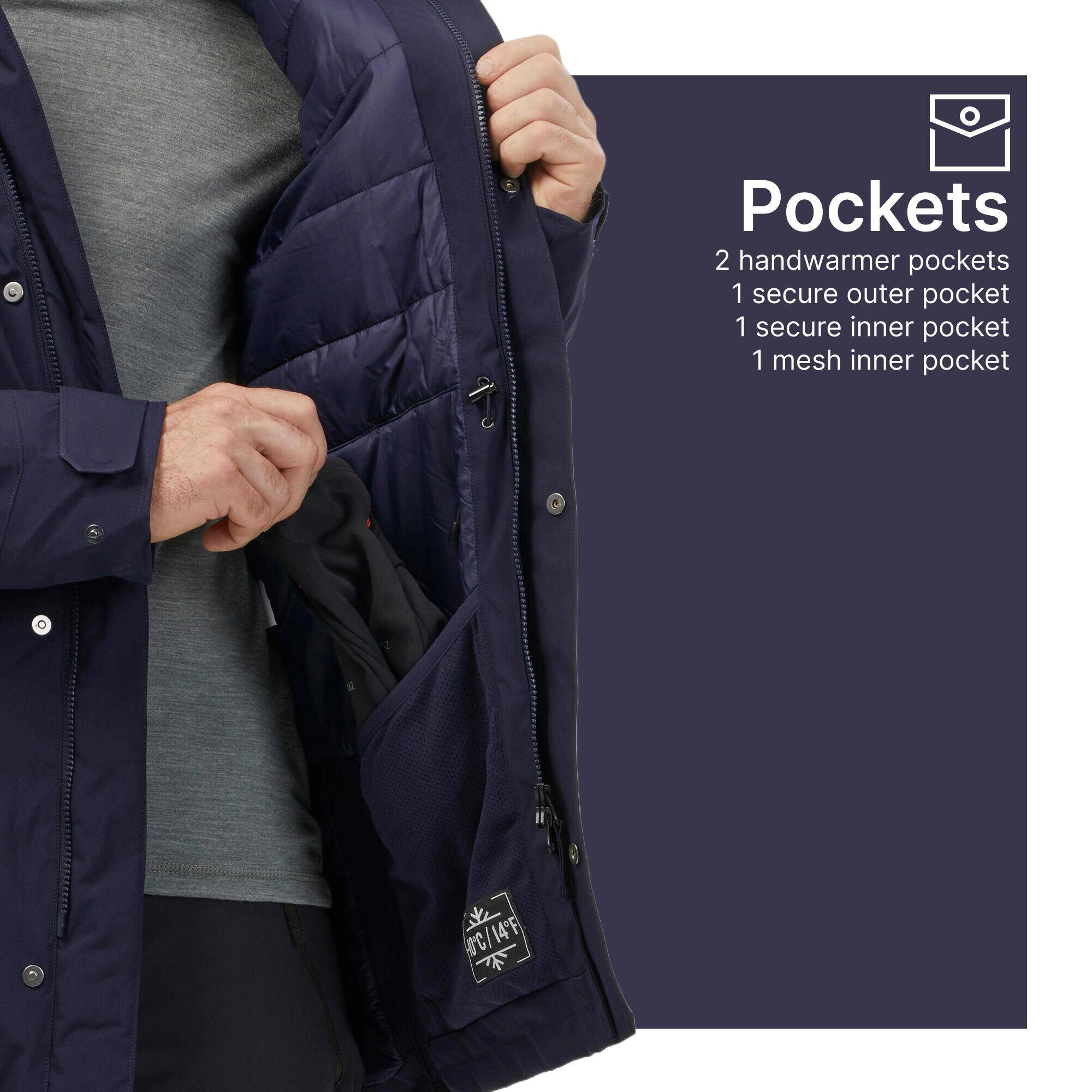 Men’s waterproof hiking parka -10°C, NH500 - Blue -  4