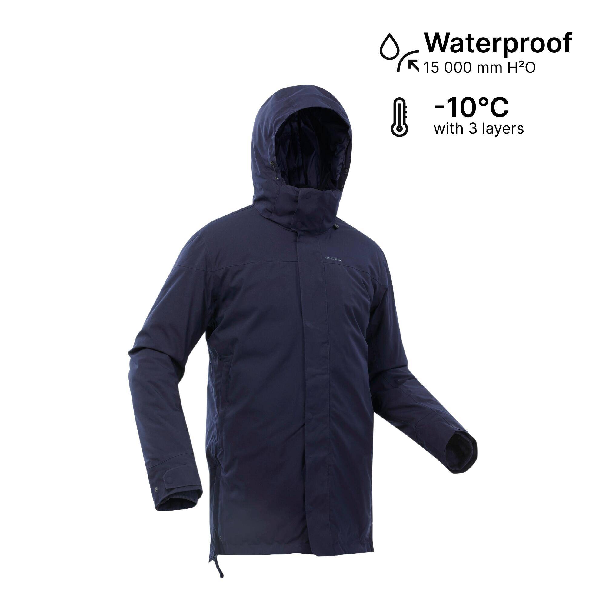 Men’s waterproof hiking parka -10°C, NH500 - Blue -  1