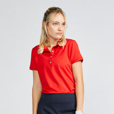 Golfpolo met korte mouwen voor dames ww 500 rood