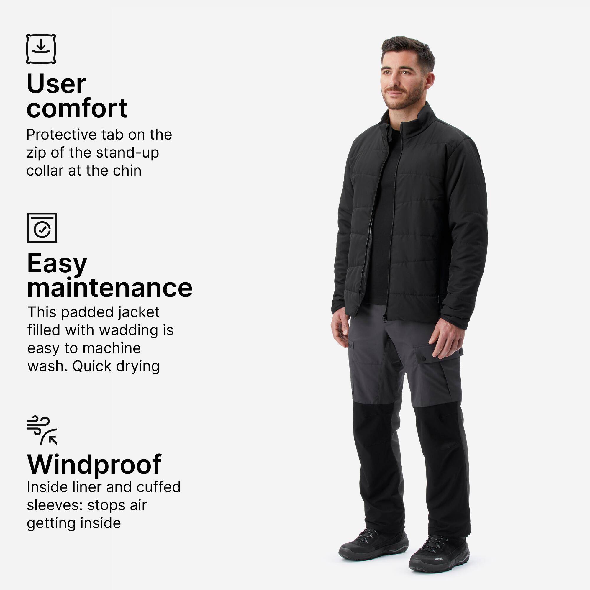 Men Puffer Jacket for Trekking - MT50 Black -  3