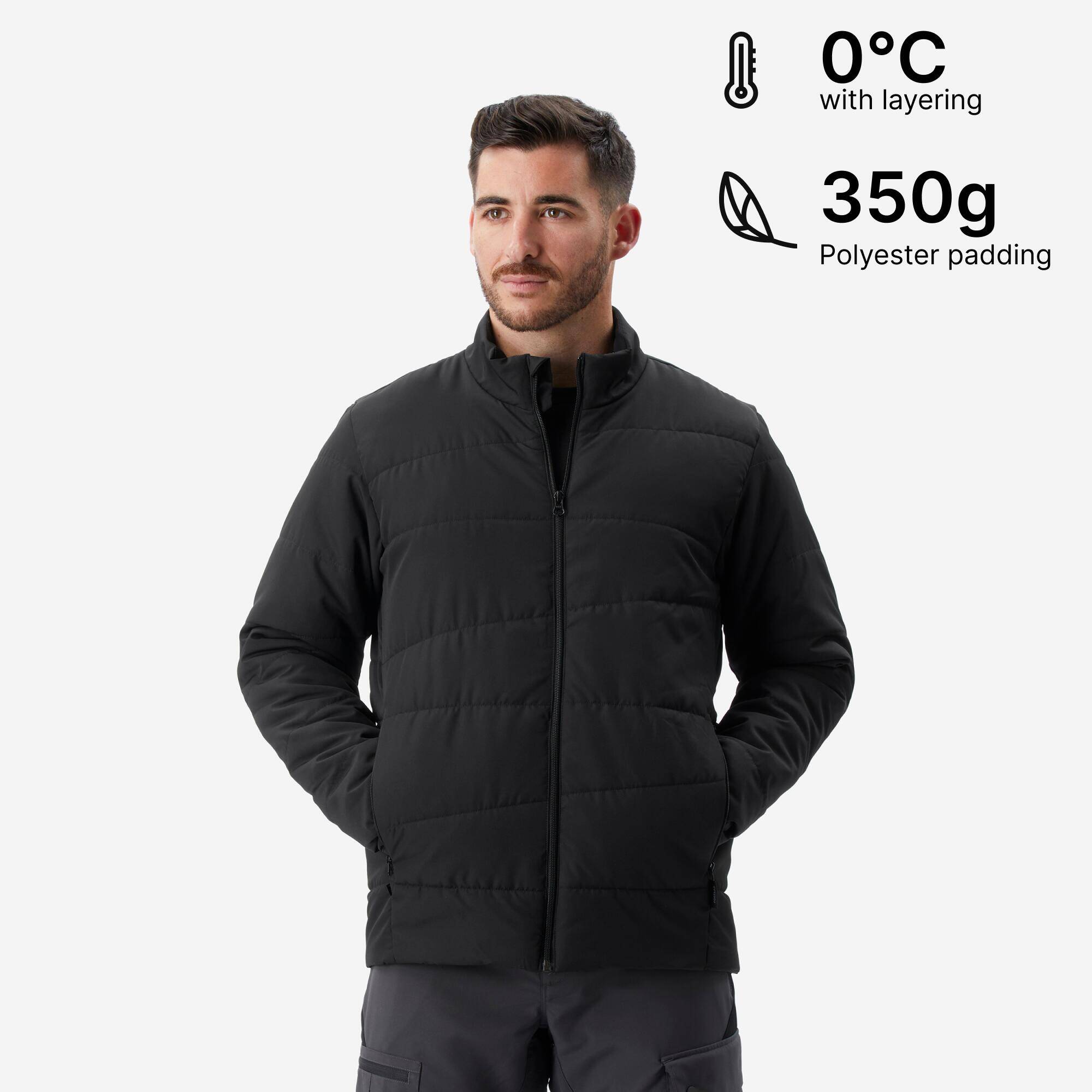 Men Puffer Jacket for Trekking - MT50 Black