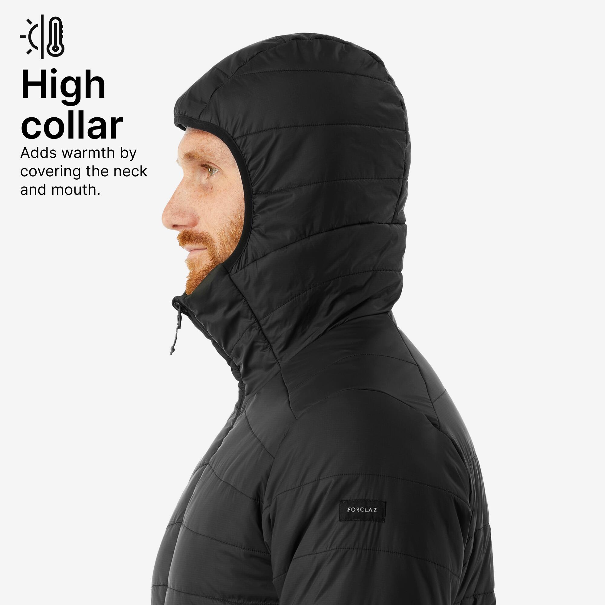 Men’s synthetic trekking padded jacket with hood MT100 -5°C - Black 2/5