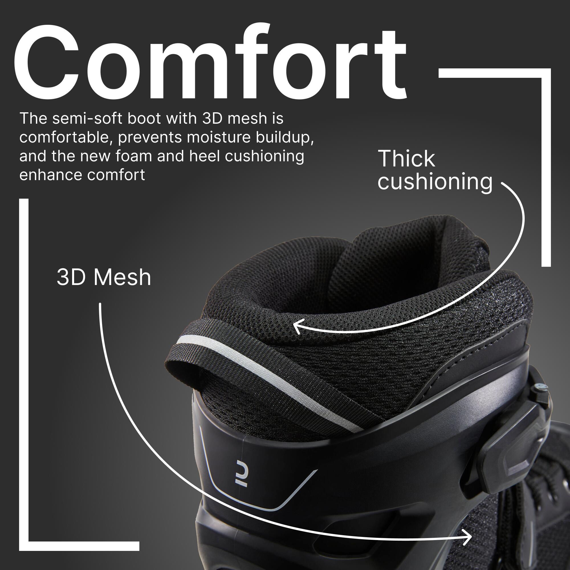 Adult Skating Shoes Inline Fit 100 Black