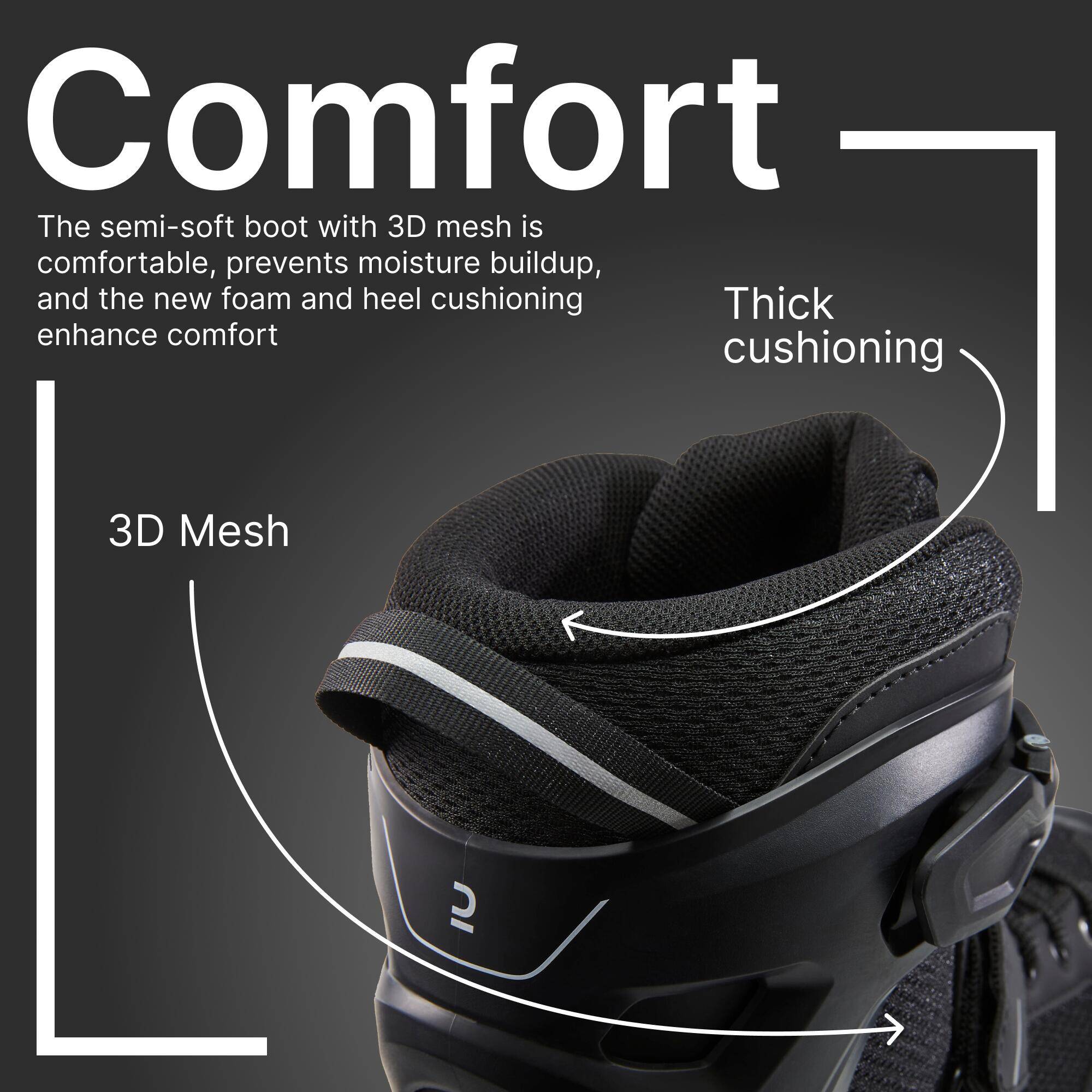 Adult Skating Shoes Inline Fit 100 Black -  5
