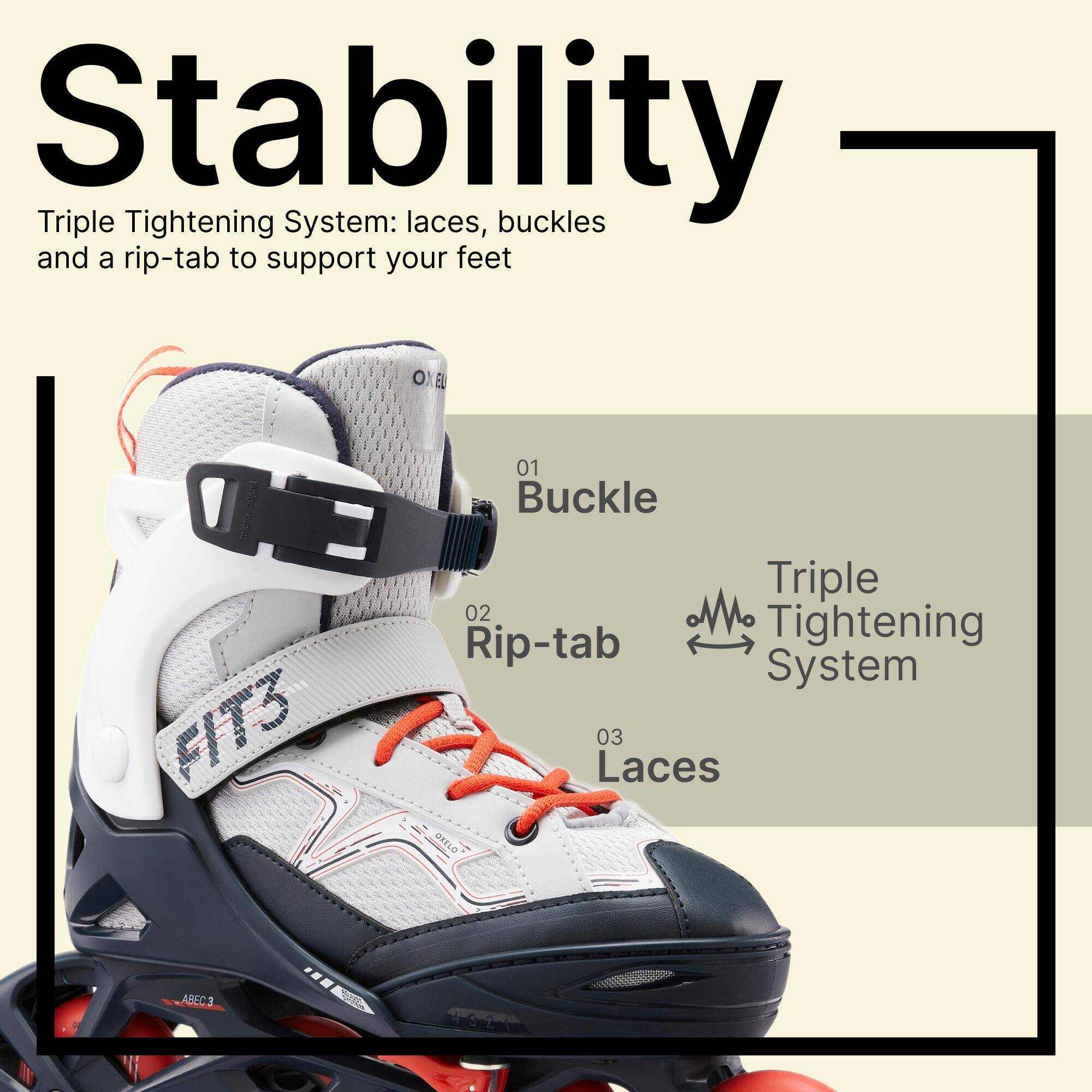 Kids' Inline Fitness Skates Fit3 - Grey/Red -  3